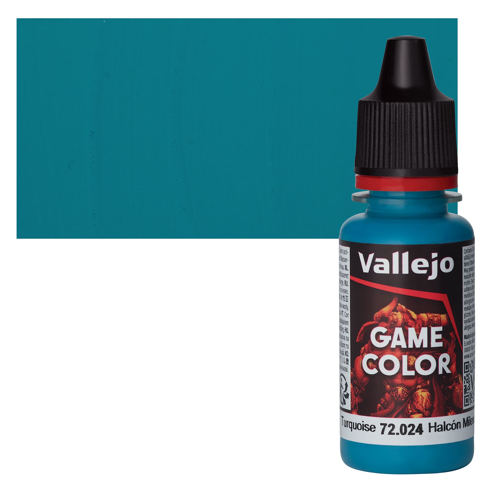 Vallejo Game Color Acrylic Paint - Turquoise - Bottle and Swatch