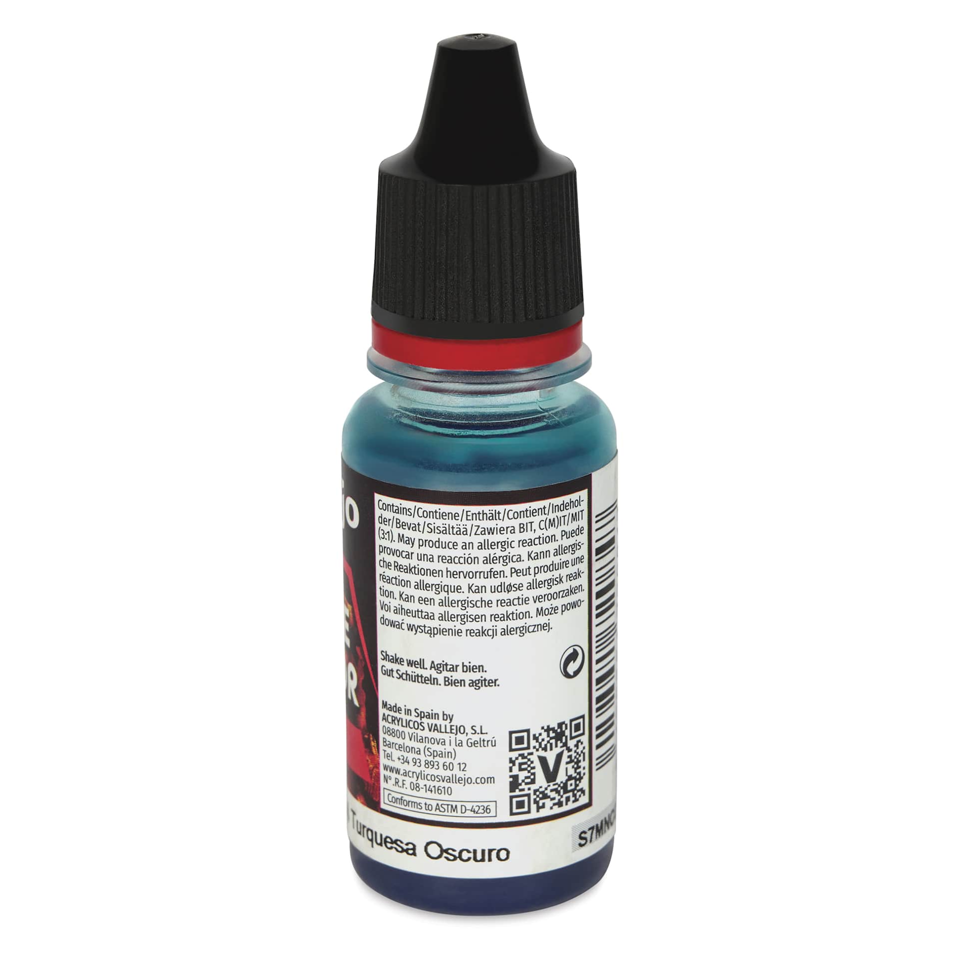 Vallejo Game Color Acrylic Ink - Dark Turquoise, 18 ml - side of bottle