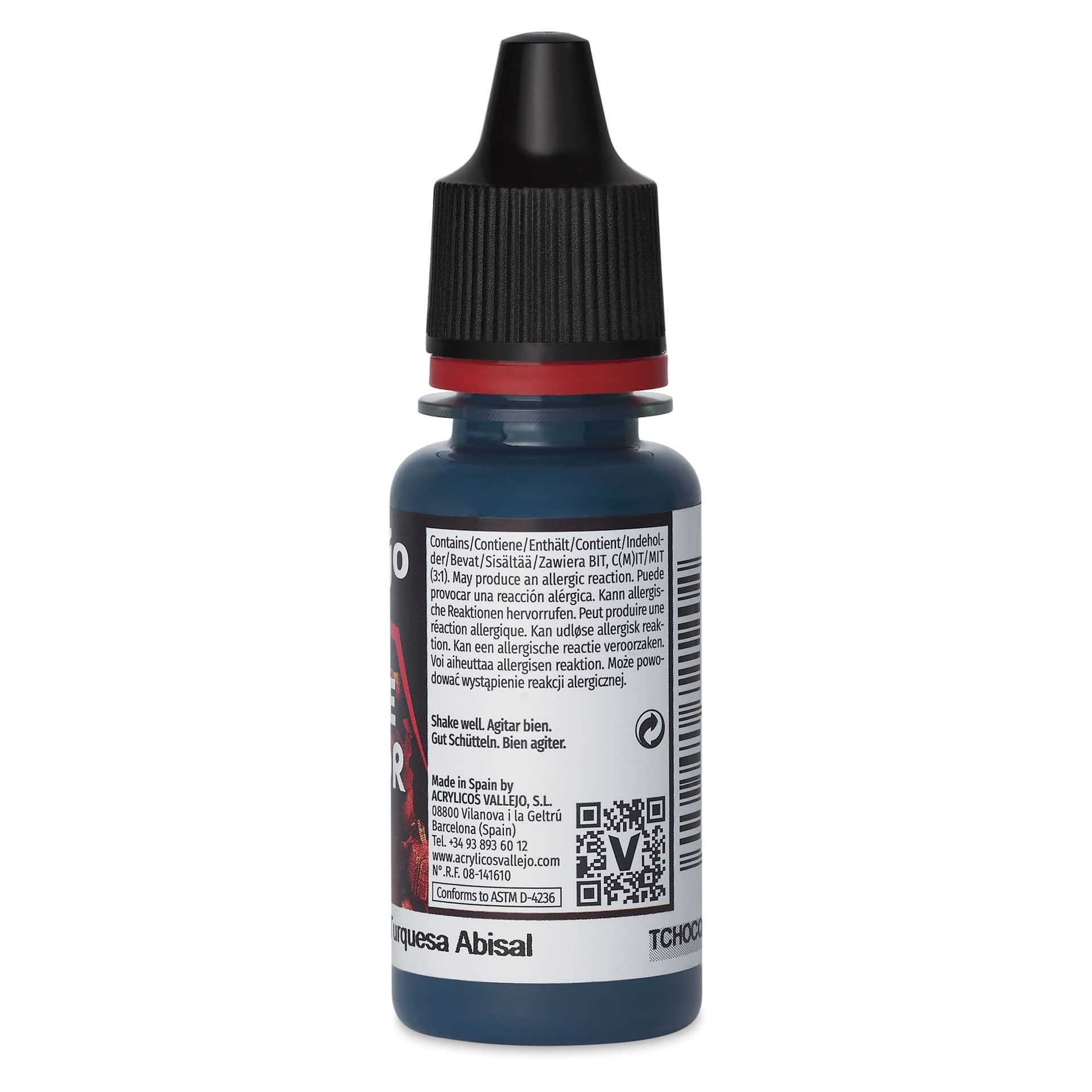 Vallejo Game Color Acrylic Paint - Abyssal Turquoise, 18 ml - back