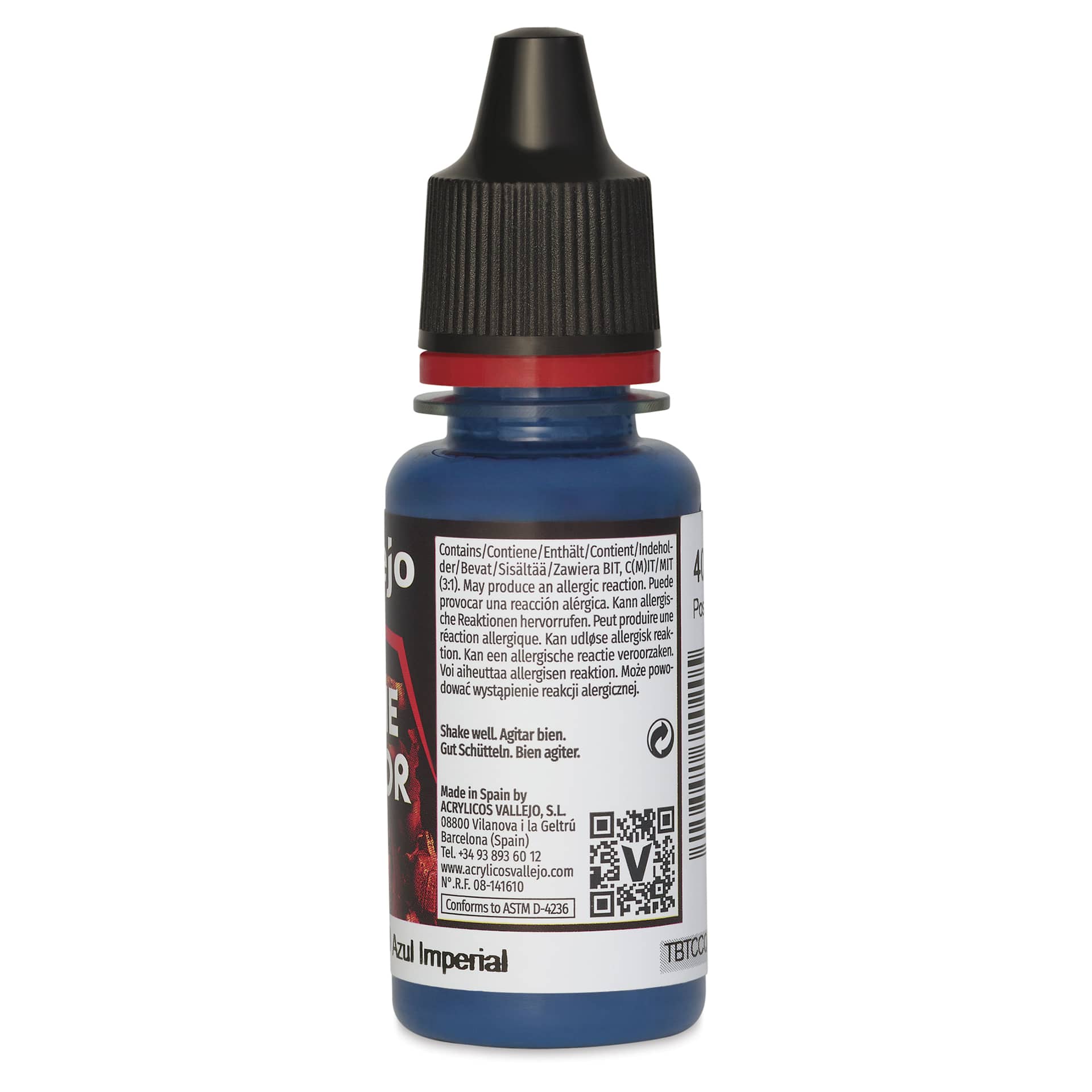 Vallejo Game Color Acrylic Paint - Imperial Blue, 18 ml - back