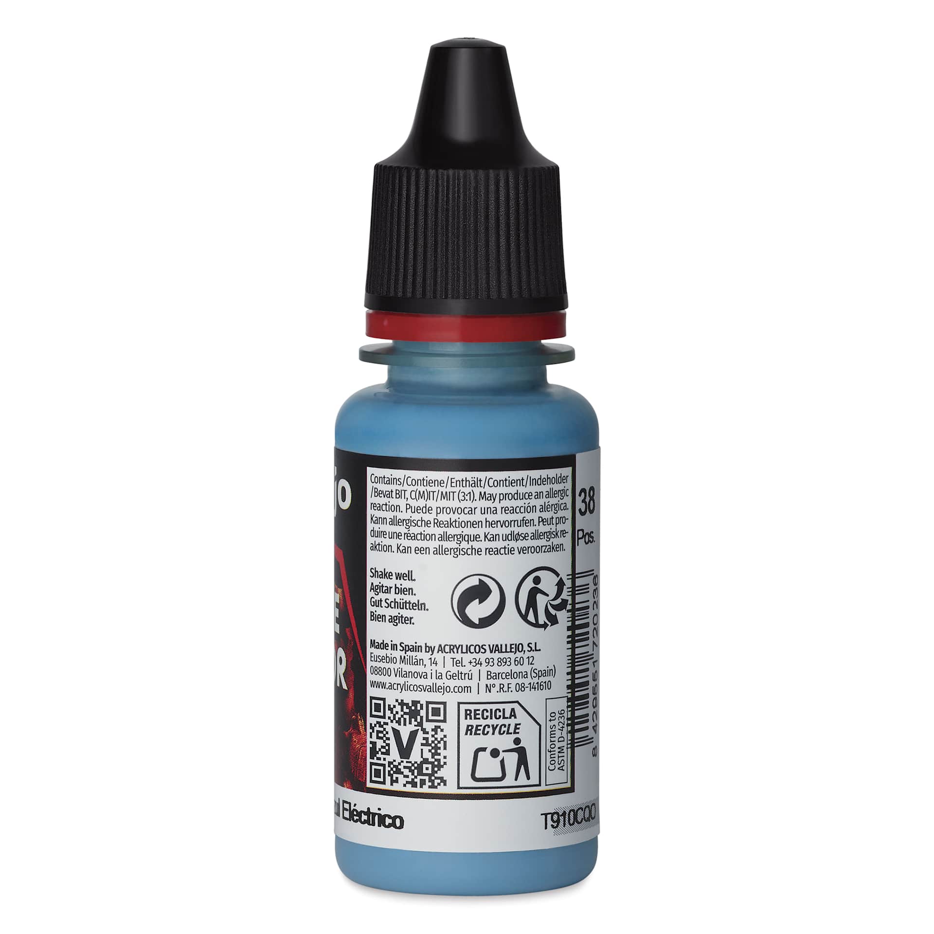 Vallejo Game Color Acrylic Paint - Electric Blue, 18 ml - back