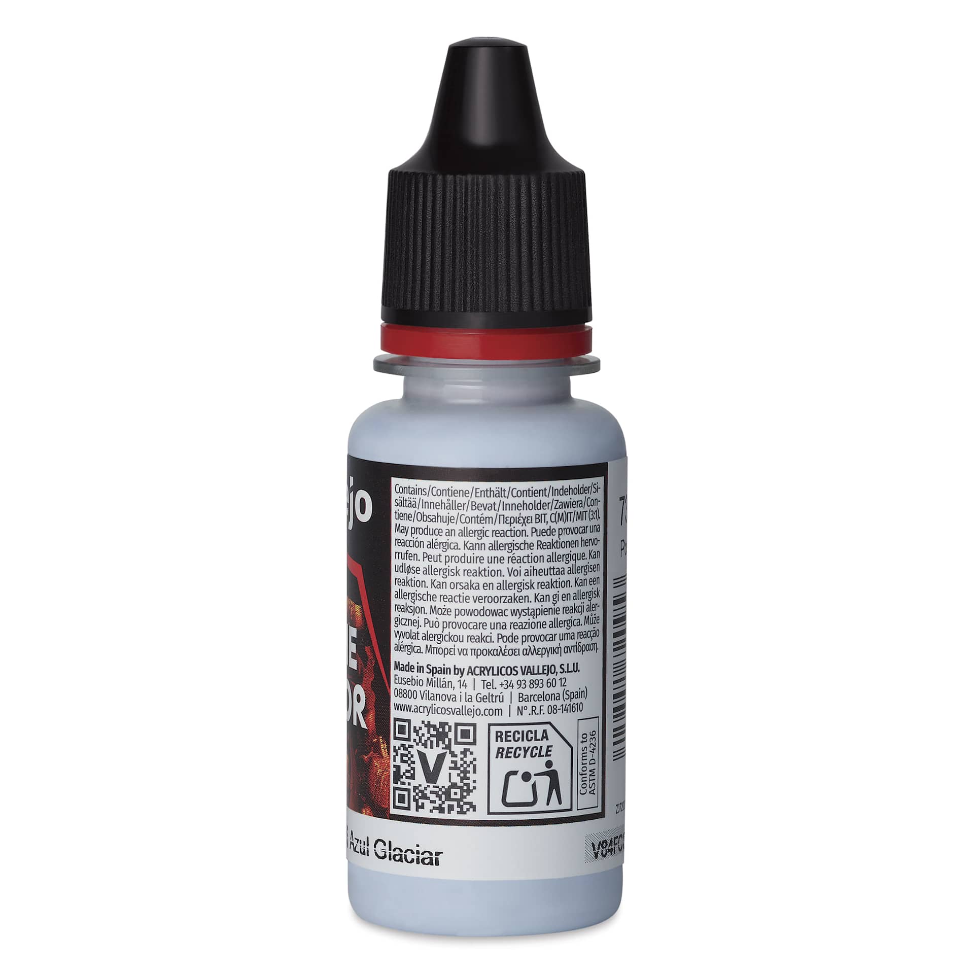 Vallejo Game Color Acrylic Paint - Glacier Blue, 18 ml - back