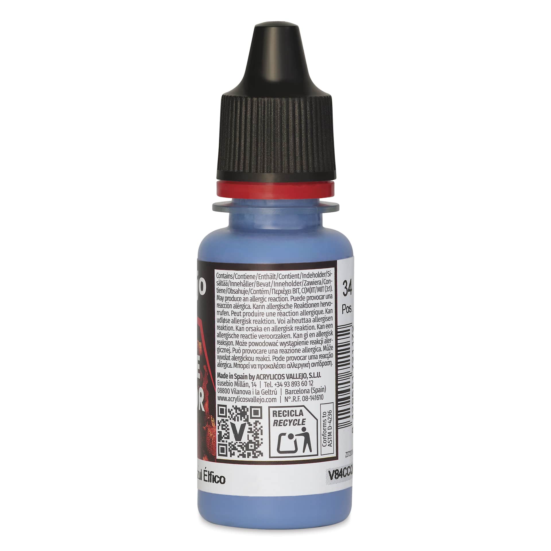 Vallejo Game Color Acrylic Paint - Elfic Blue, 18 ml - back