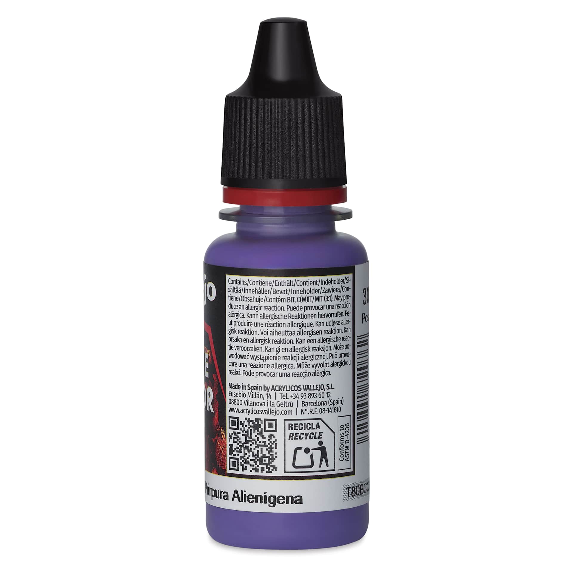 Vallejo Game Color Acrylic Paint - Alien Purple, 18 ml - back