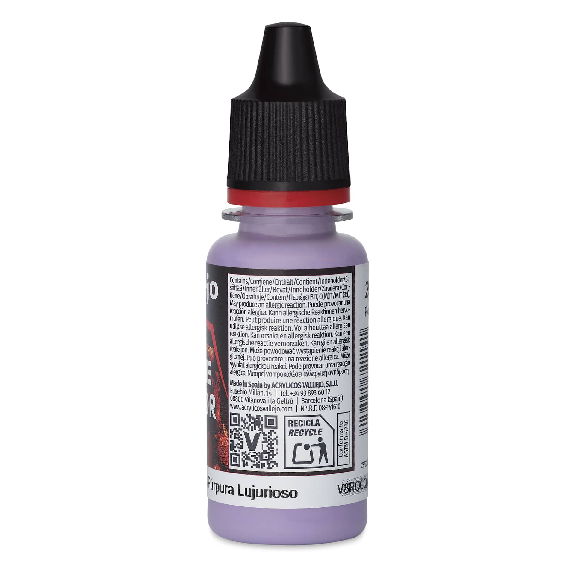 Vallejo Game Color Acrylic Paint - Lustful Purple, 18 ml - back