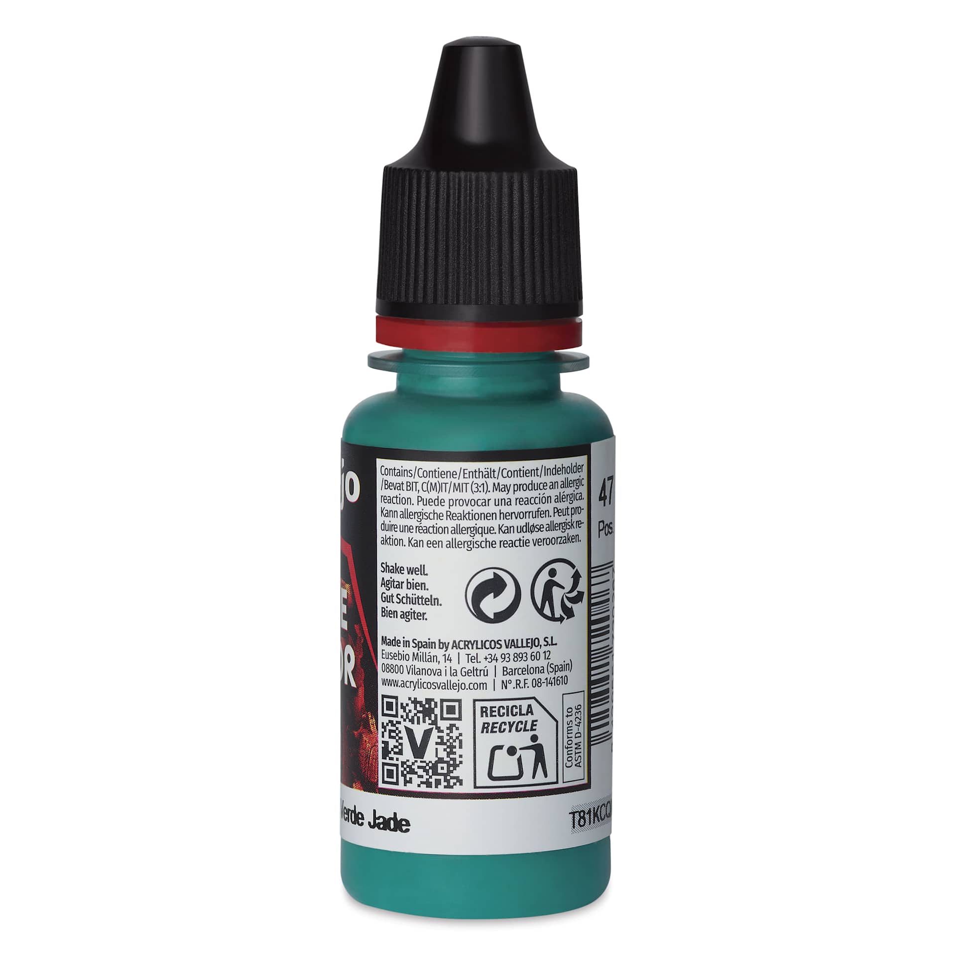 Vallejo Game Color Acrylic Paint - Jade Green, 18 ml - back