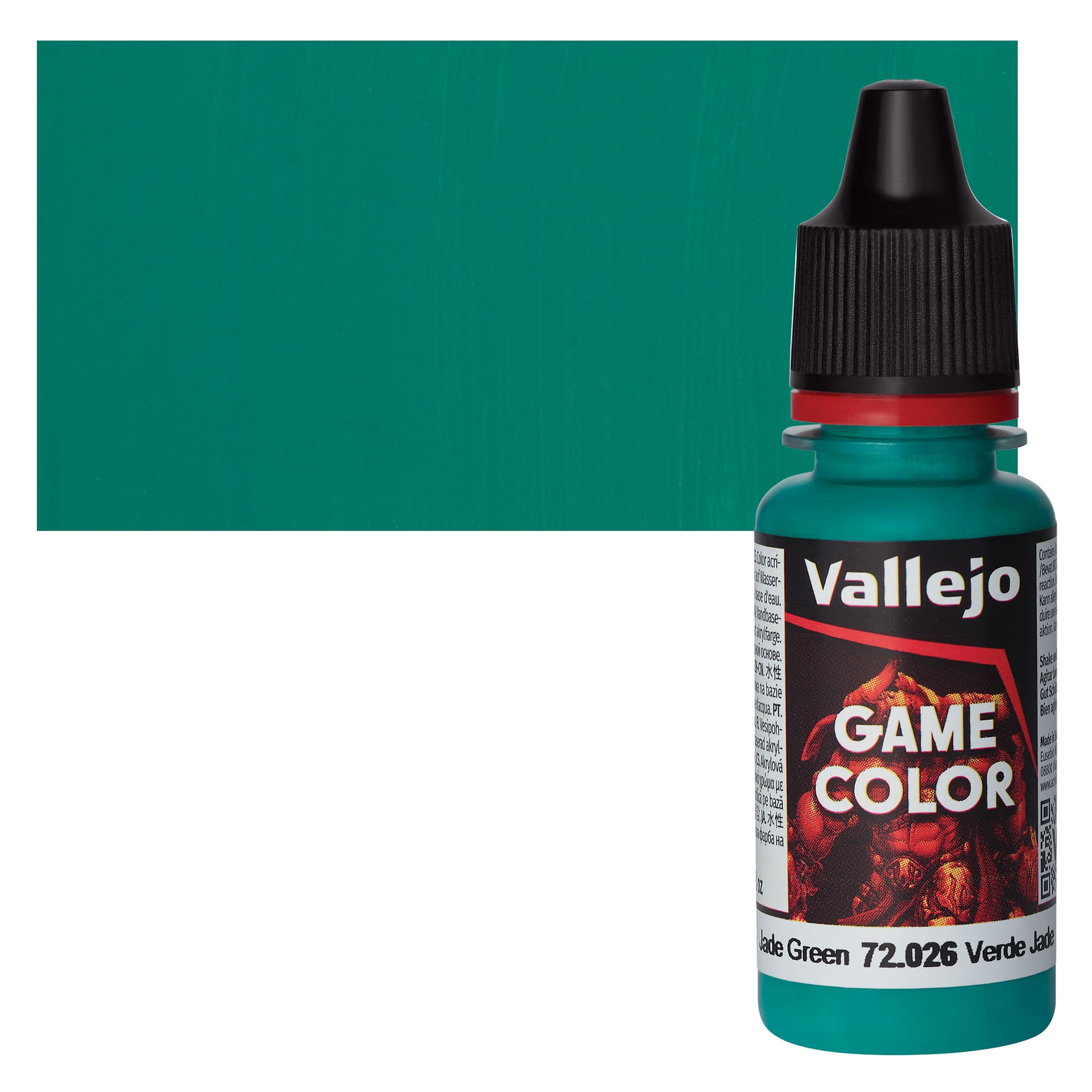 Vallejo Game Color Acrylic Paint - Jade Green - Bottle and Swatch