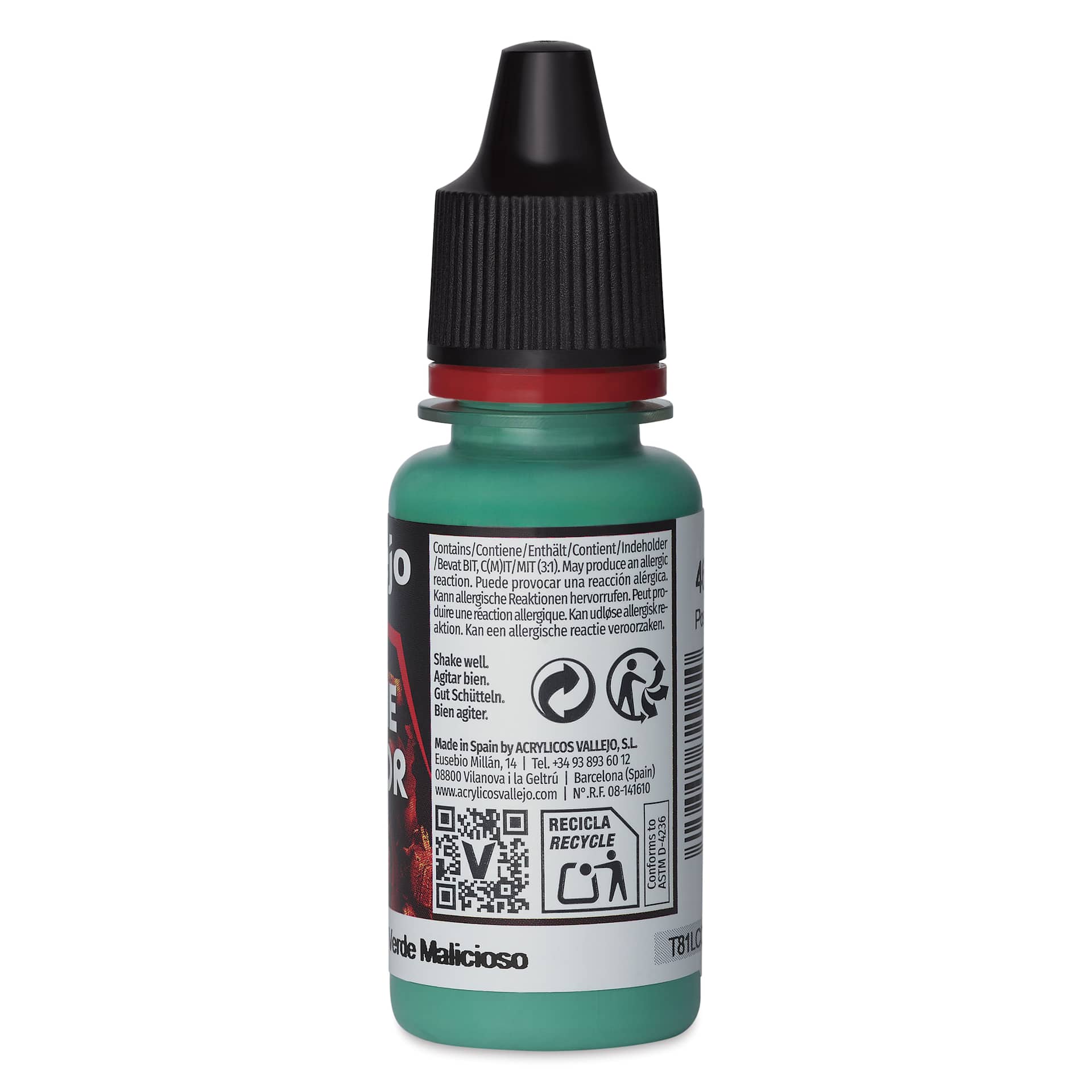 Vallejo Game Color Acrylic Paint - Foul Green, 18 ml - back