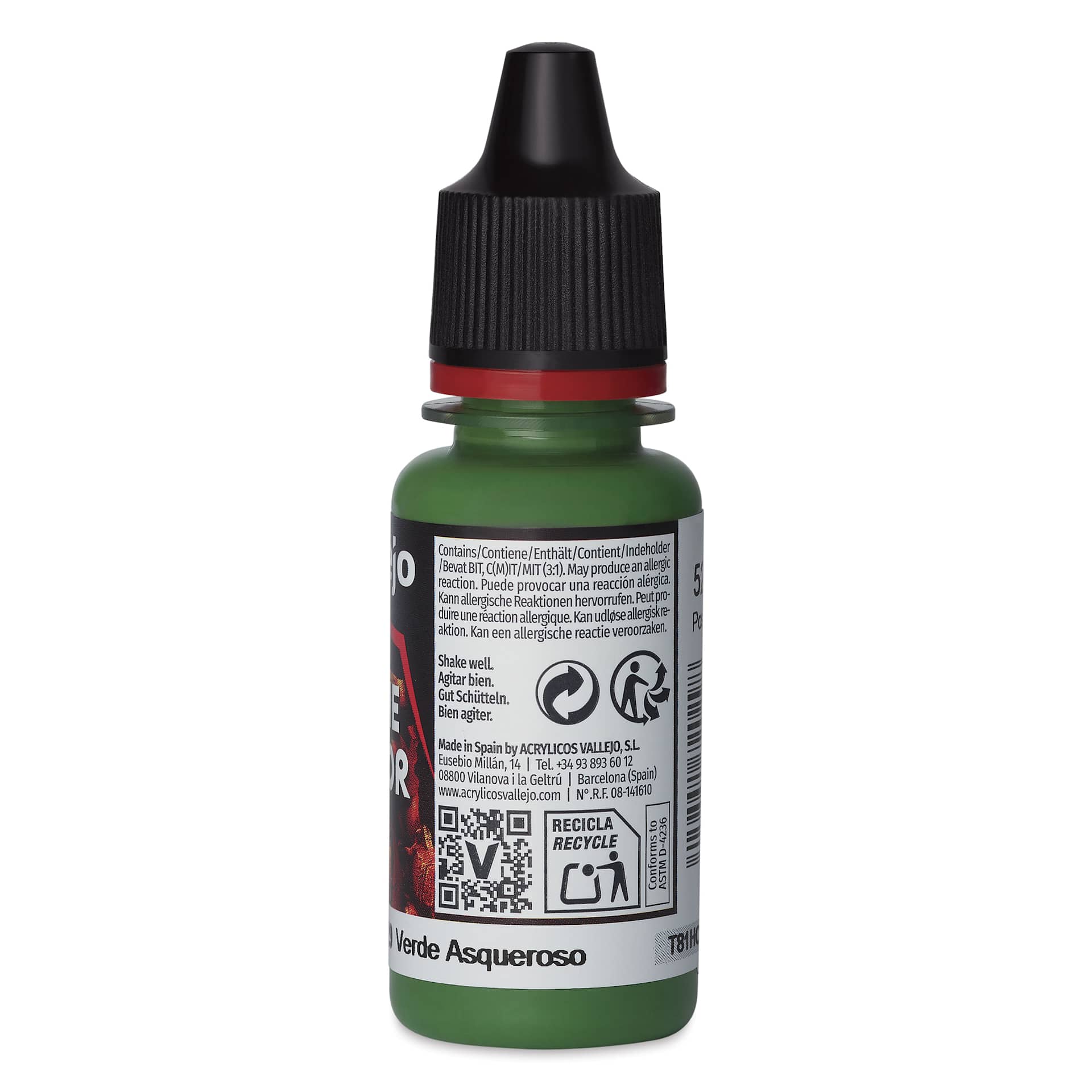 Vallejo Game Color Acrylic Paint - Sick Green, 18 ml - back
