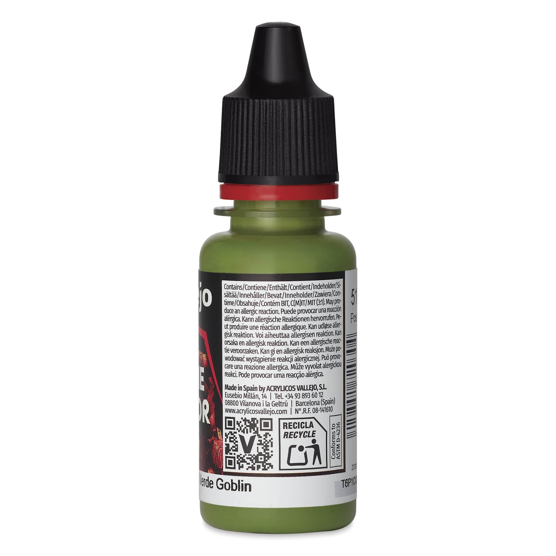 Vallejo Game Color Acrylic Paint - Goblin Green, 18 ml - back