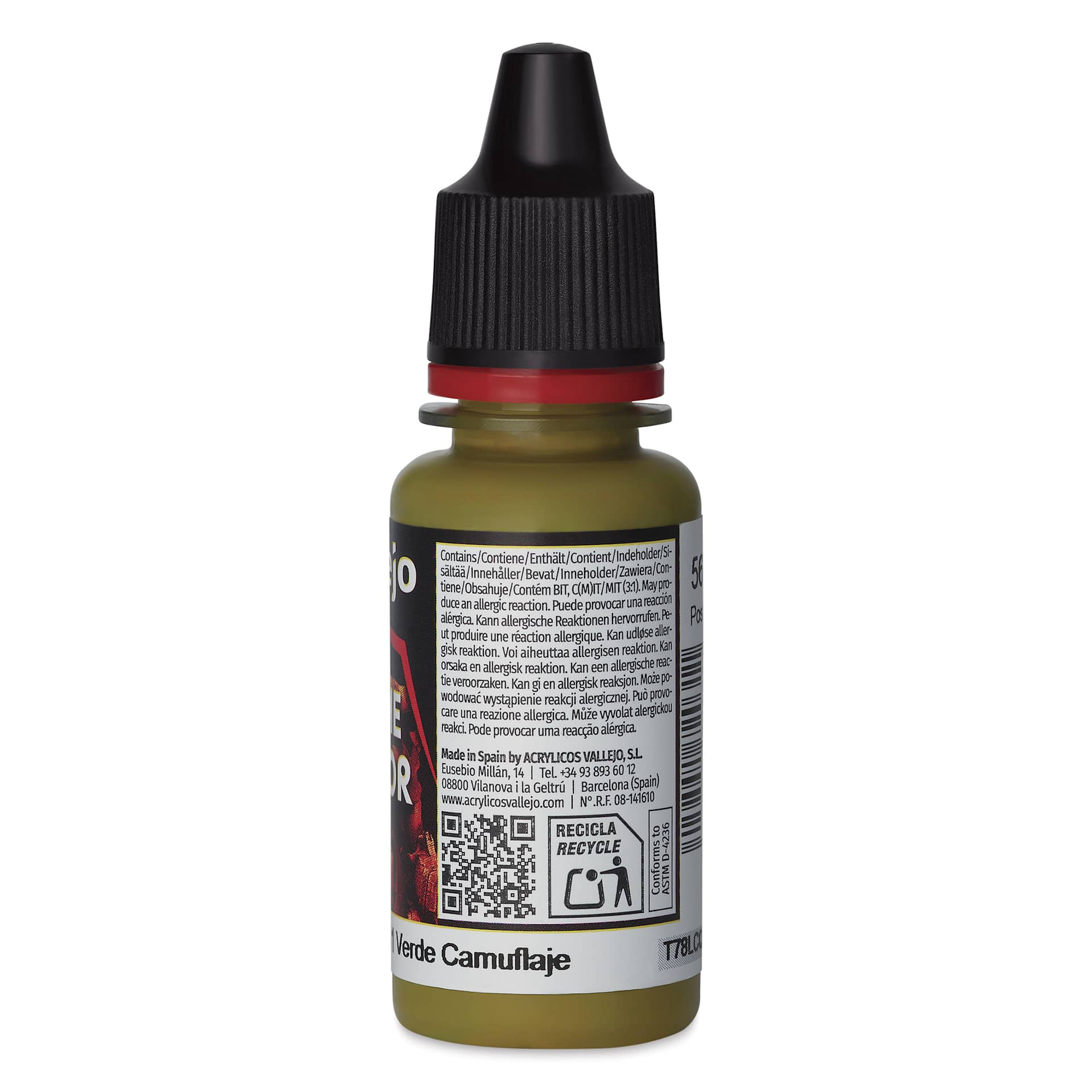 Vallejo Game Color Acrylic Paint - Camouflage Green, 18 ml - back