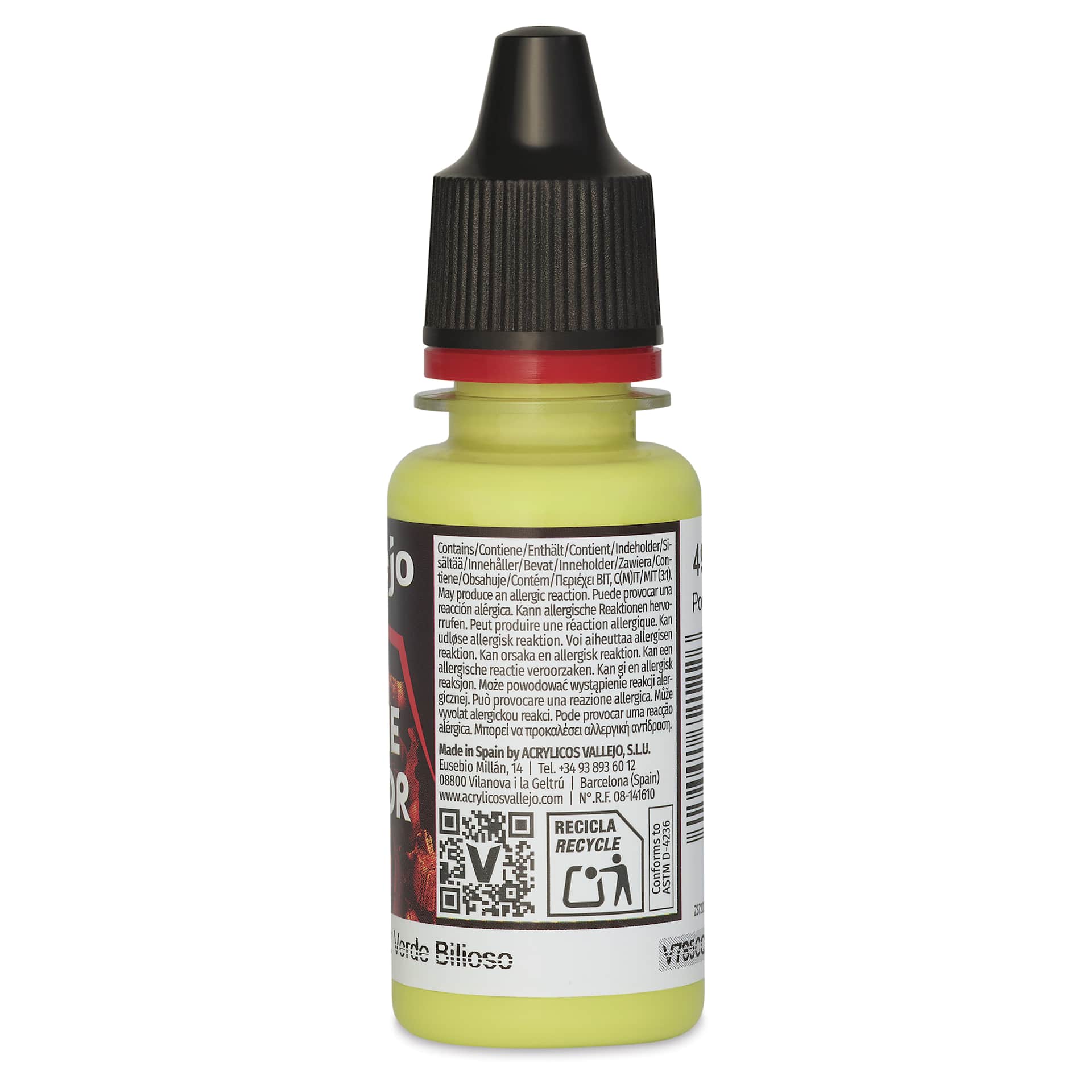 Vallejo Game Color Acrylic Paint - Bile Green, 18 ml - back