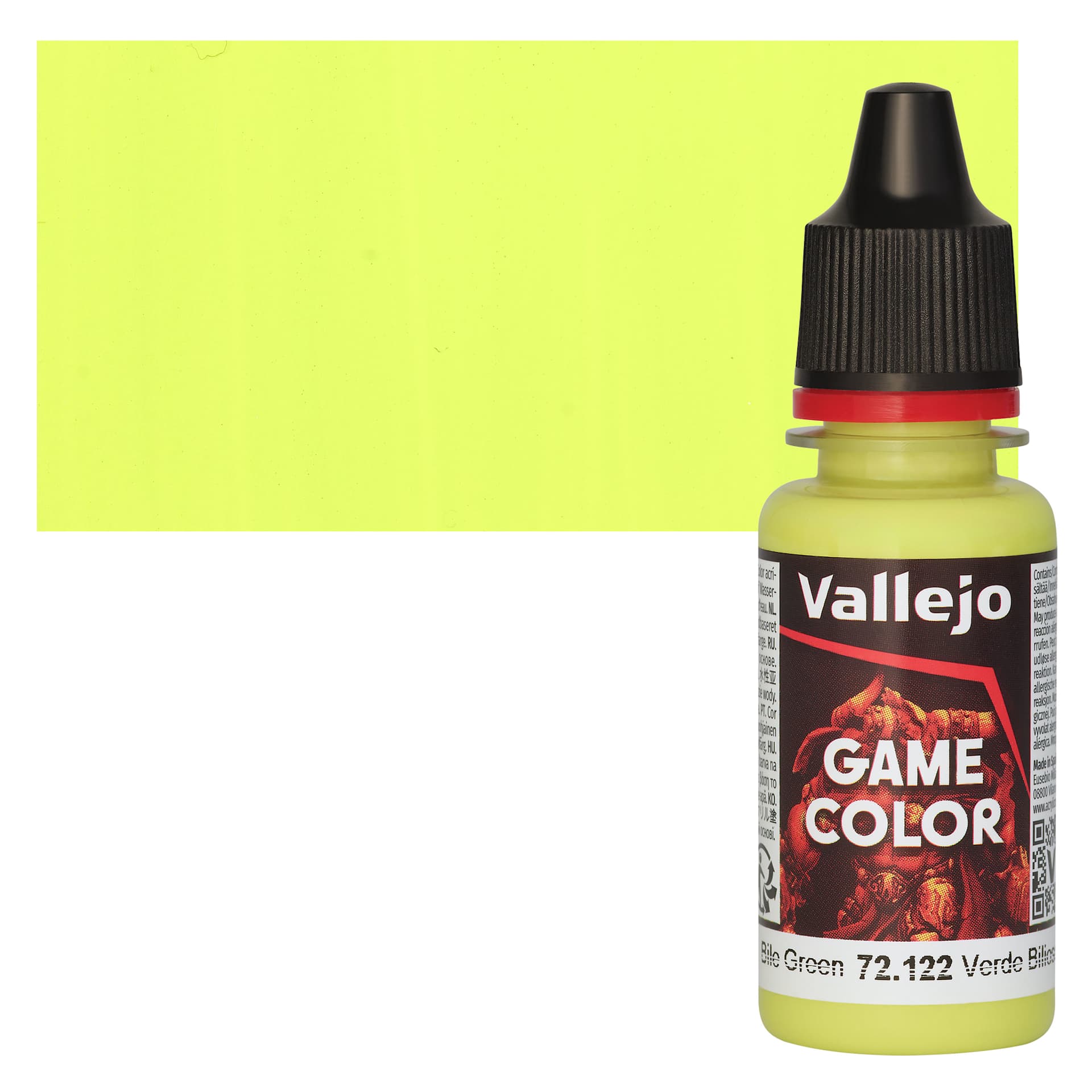 Vallejo Game Color Acrylic Paint - Bile Green - Bottle and Swatch