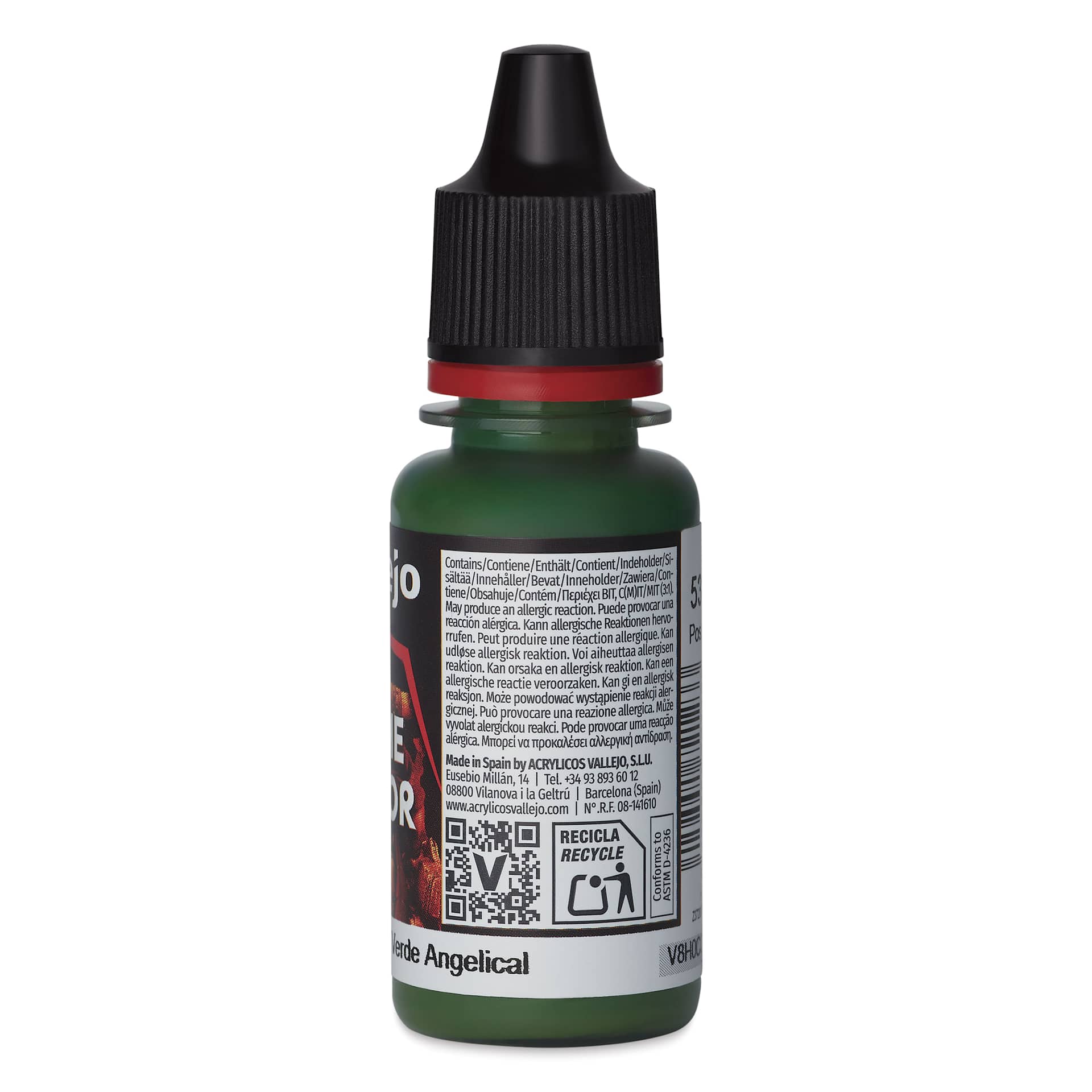 Vallejo Game Color Acrylic Paint - Angel Green, 18 ml - back