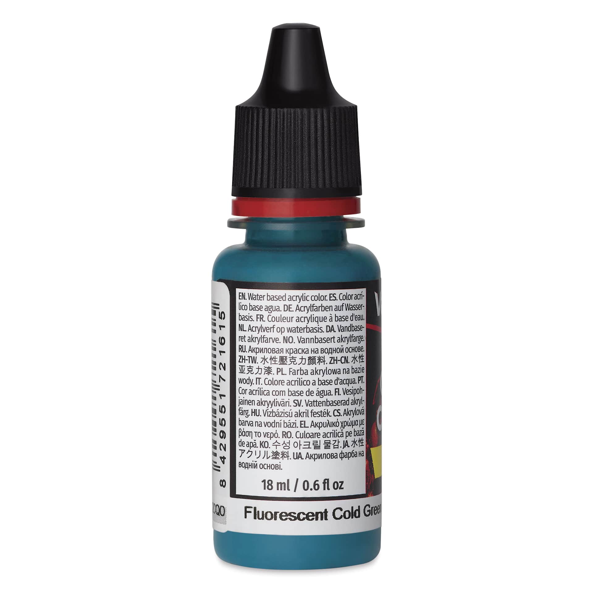 Vallejo Game Color Acrylic Paint - Fluorescent Cold Green, 18 ml - side