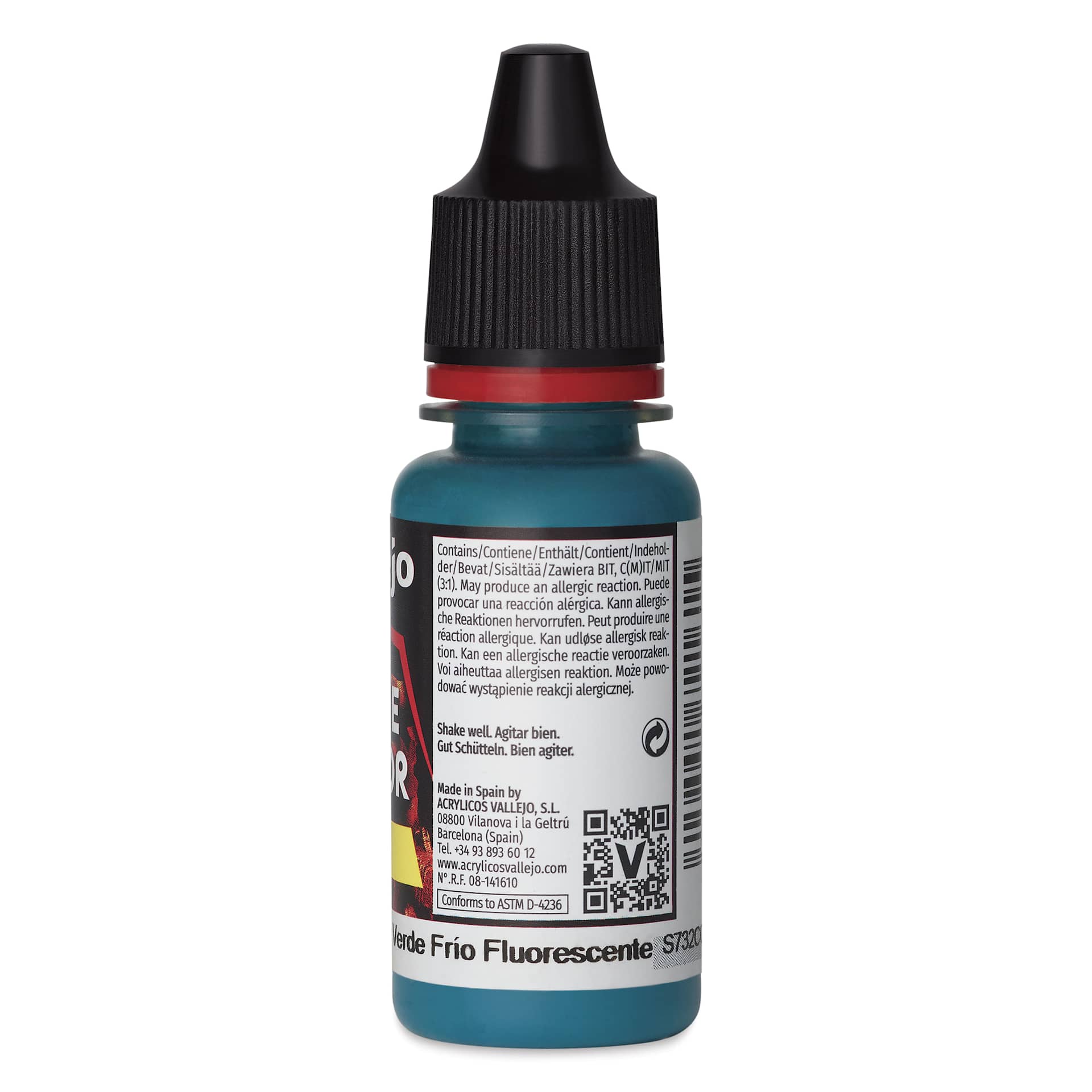 Vallejo Game Color Acrylic Paint - Fluorescent Cold Green, 18 ml - back