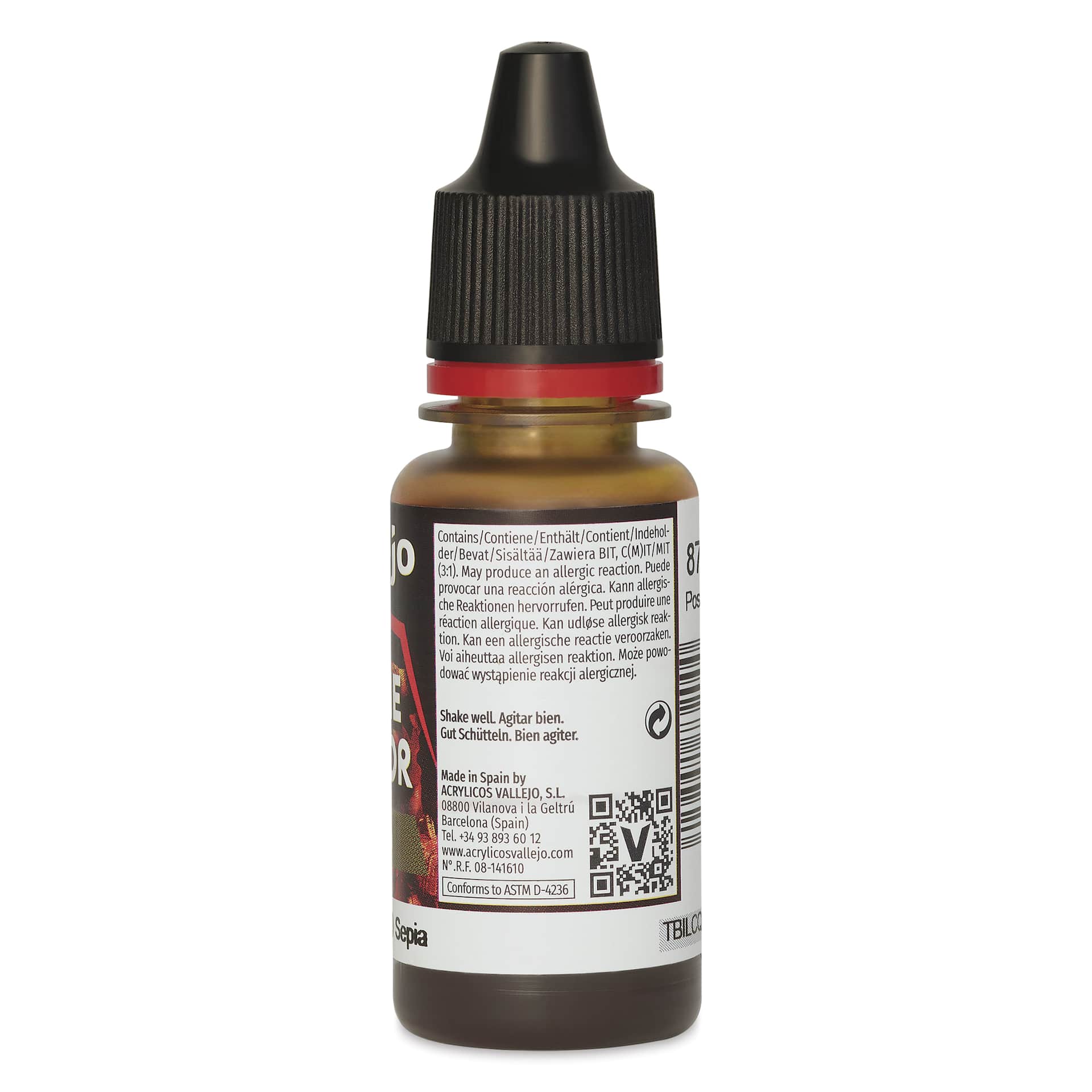 Vallejo Game Color Acrylic Paint - Sepia, 18 ml - back