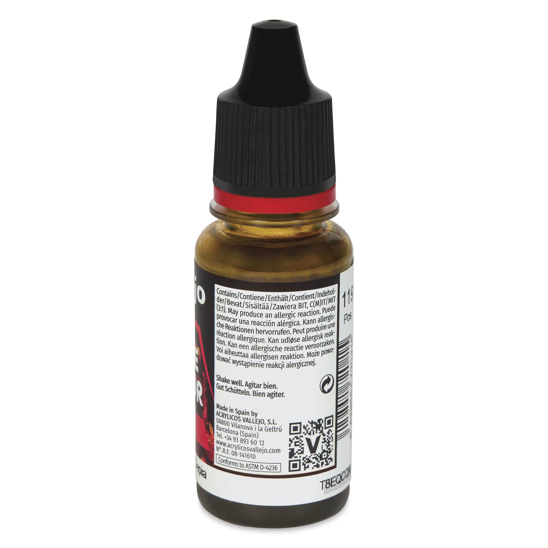 Vallejo Game Color Acrylic Ink - Sepia, 18 ml - side of bottle
