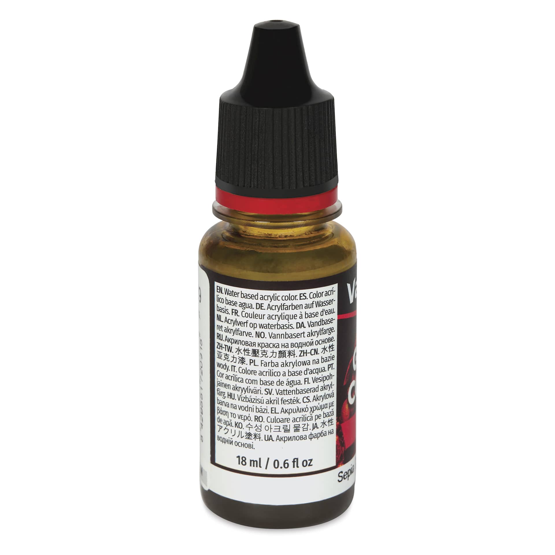 Vallejo Game Color Acrylic Ink - Sepia, 18 ml - back of bottle