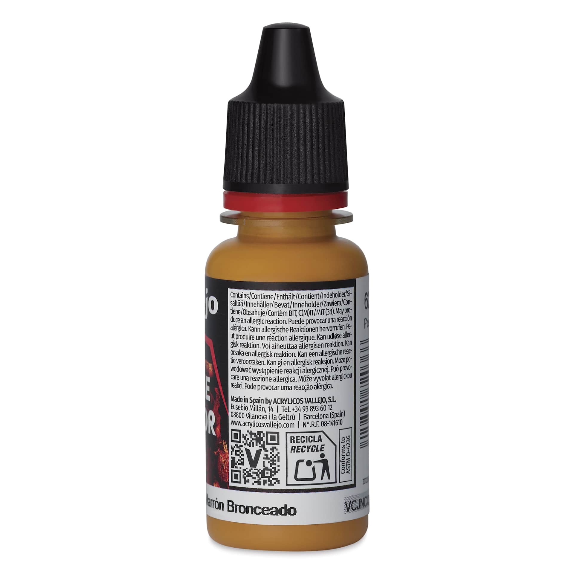 Vallejo Game Color Acrylic Paint - Bronze Brown, 18 ml - back
