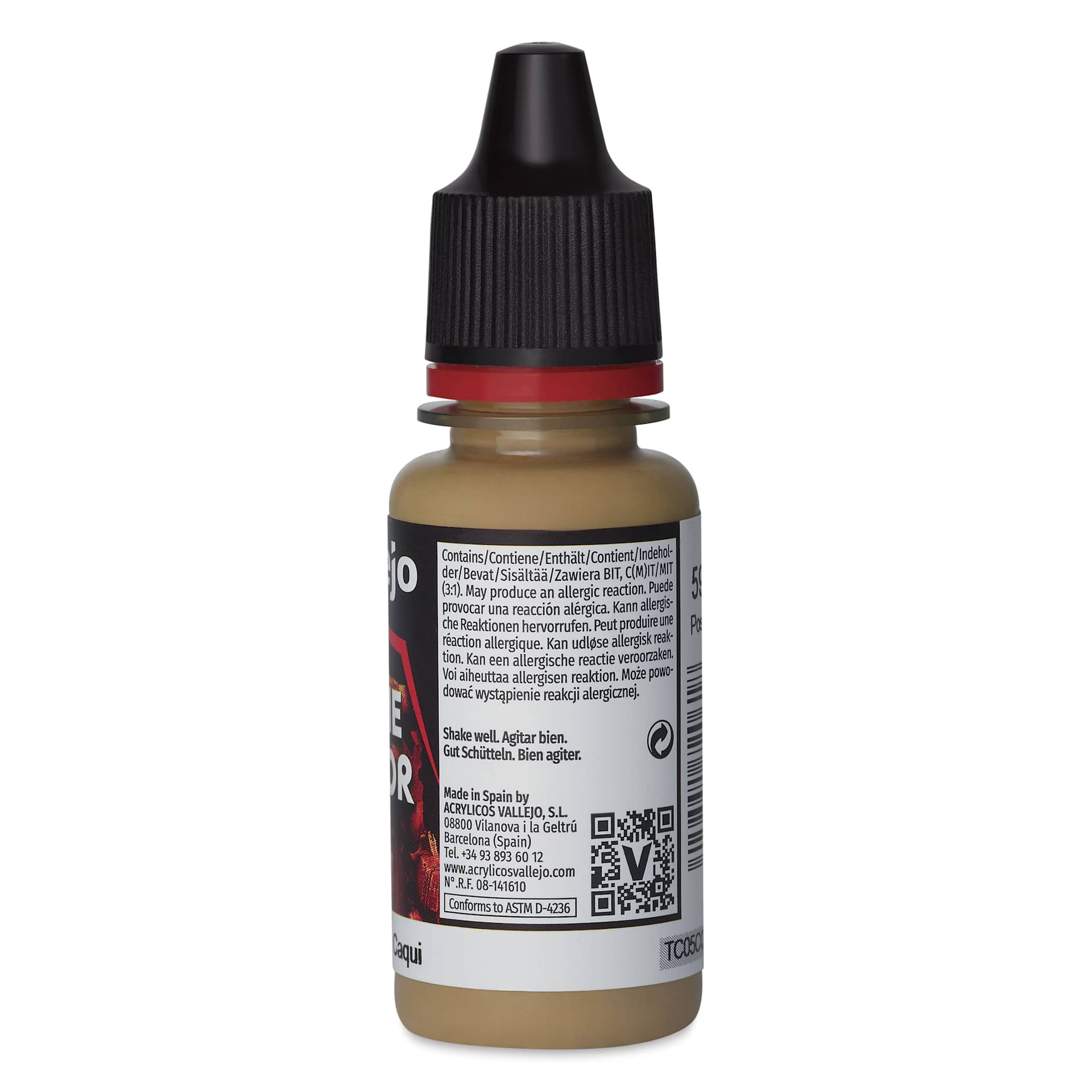 Vallejo Game Color Acrylic Paint - Khaki, 18 ml - back