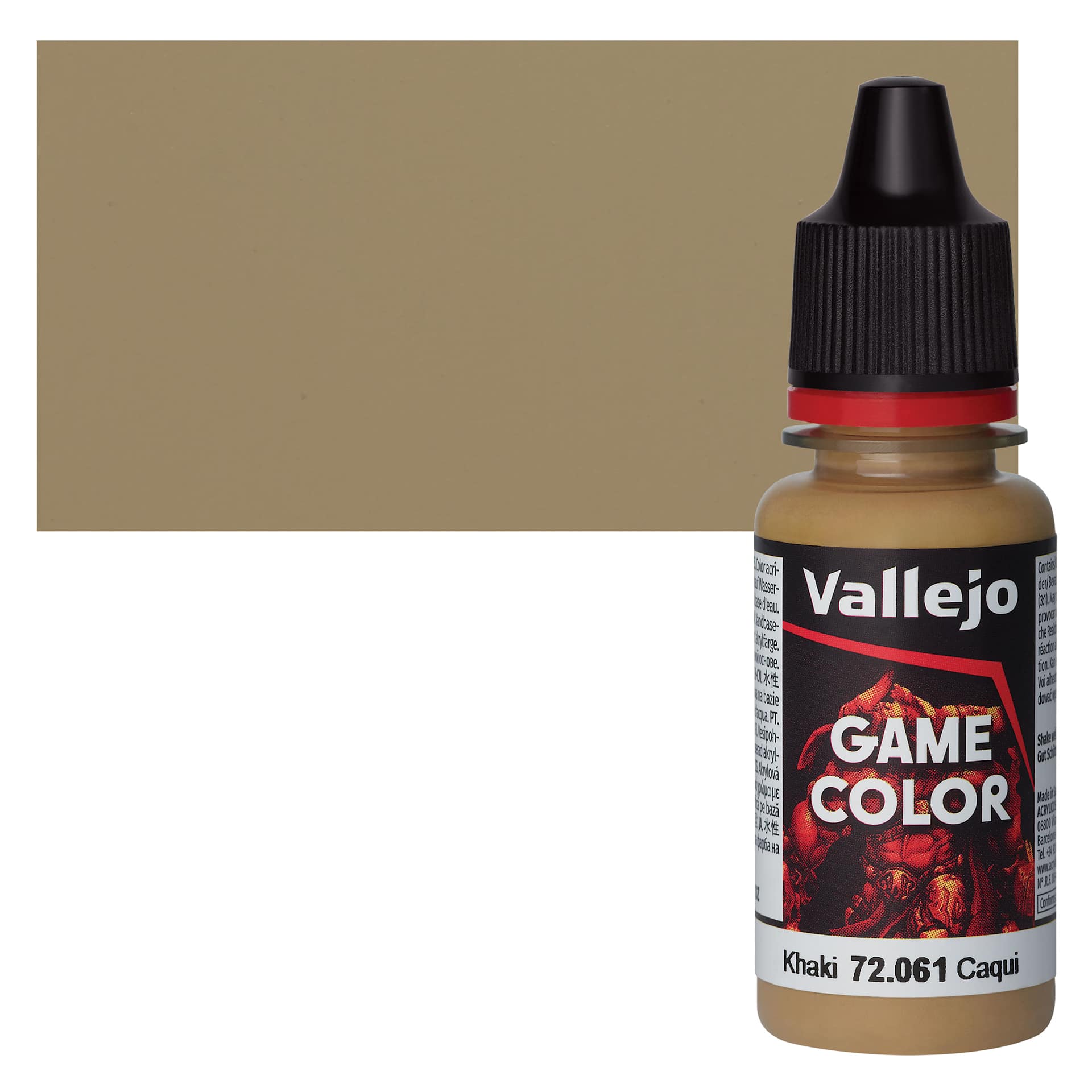 Vallejo Game Color Acrylic Paint - Khaki - Bottle and Swatch