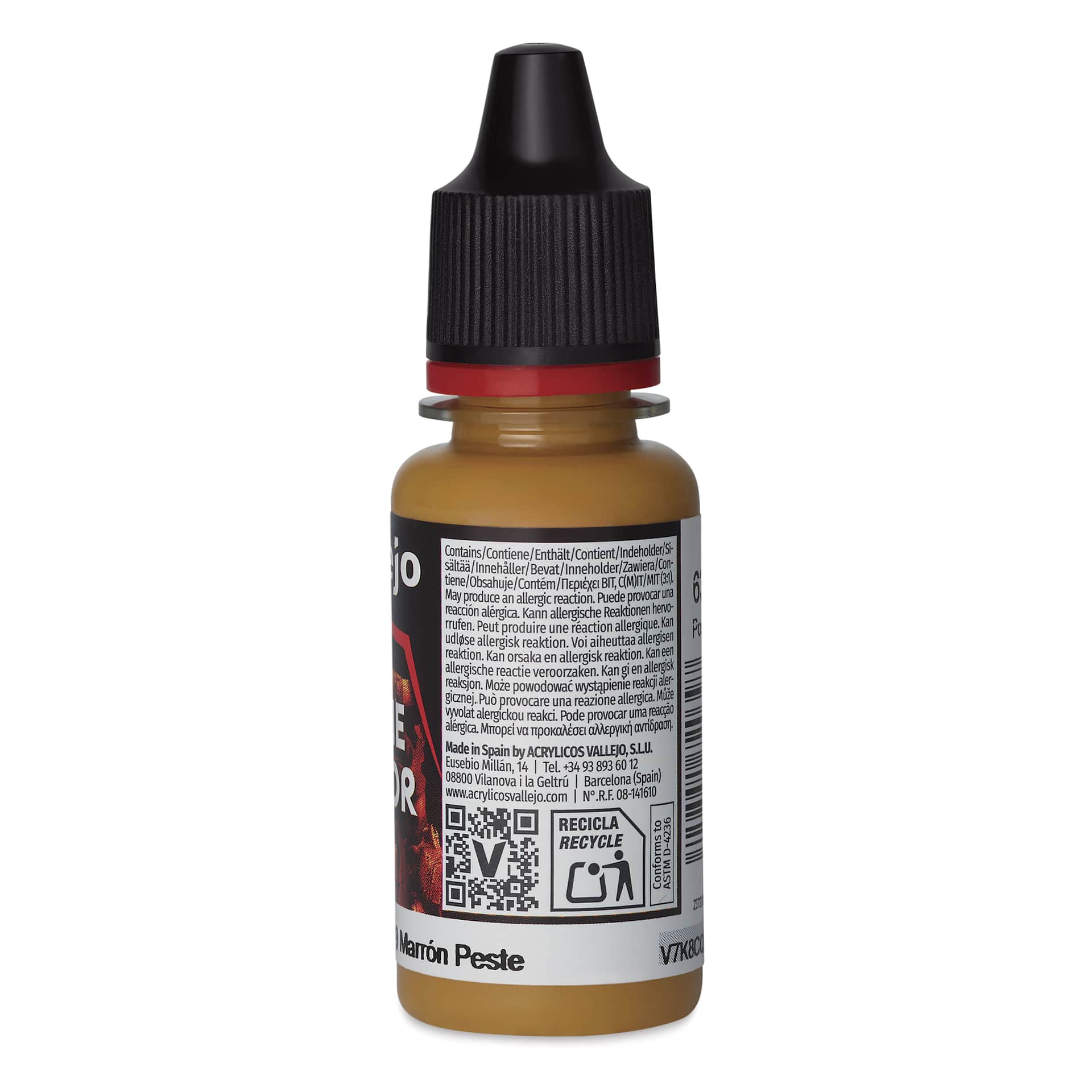 Vallejo Game Color Acrylic Paint - Plague Brown, 18 ml - back