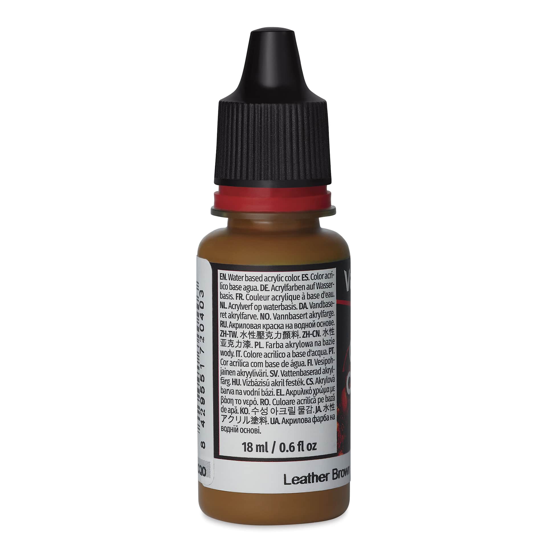 Vallejo Game Color Acrylic Paint - Leather Brown, 18 ml - side