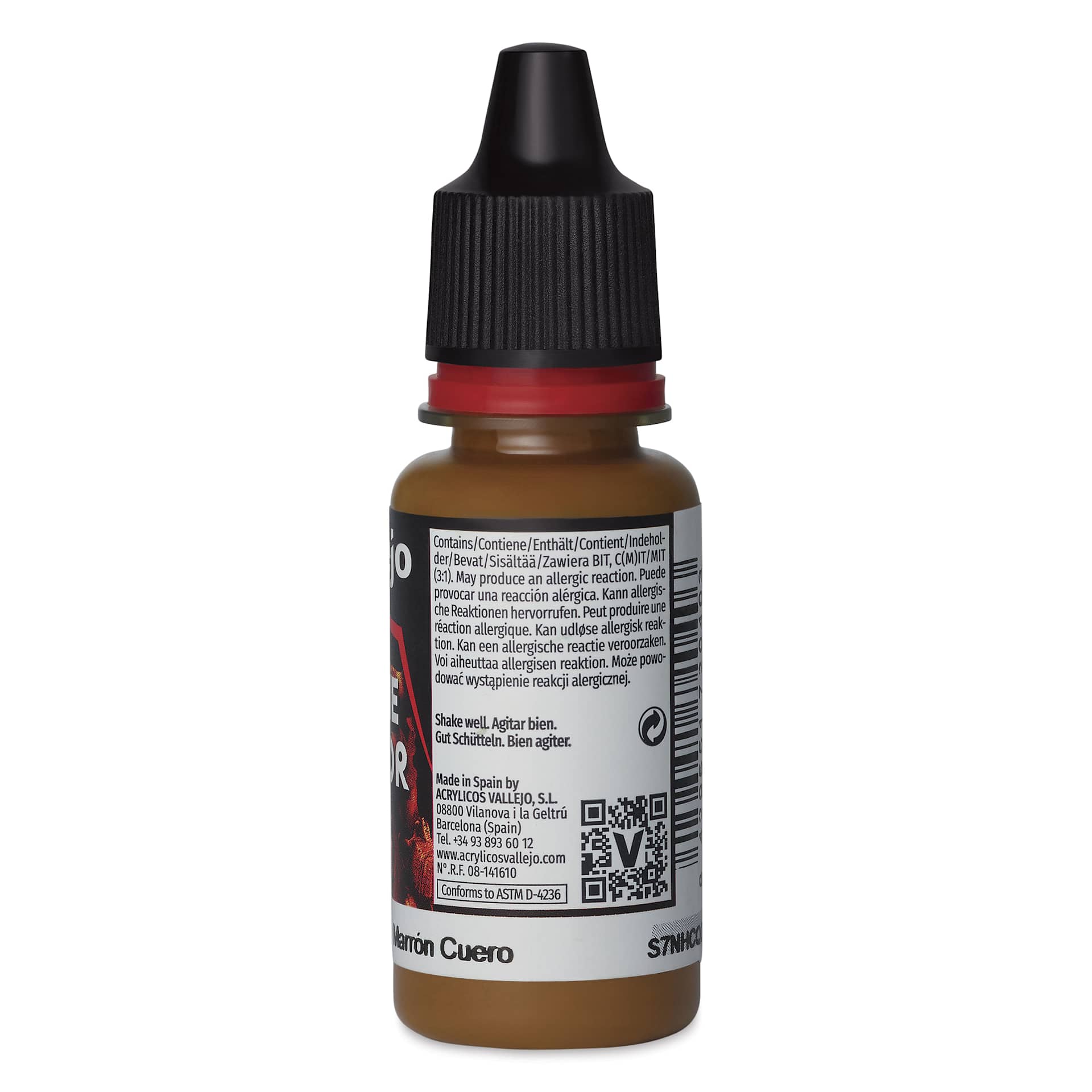 Vallejo Game Color Acrylic Paint - Leather Brown, 18 ml - back