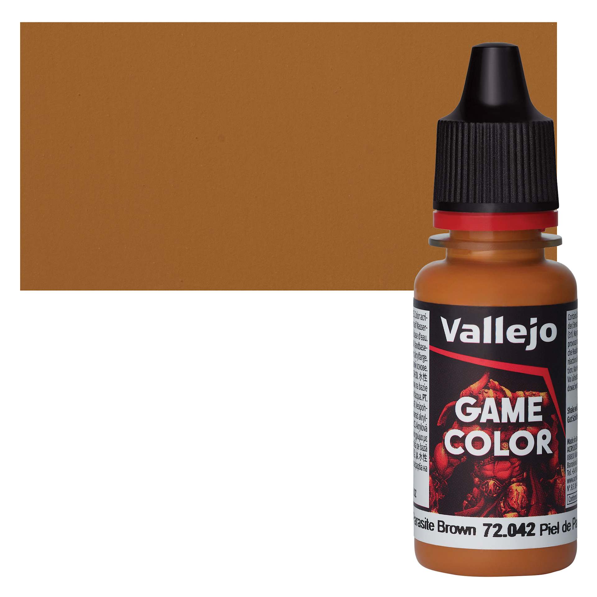 Vallejo Game Color Acrylic Paint - Parasite Brown - Bottle and Swatch