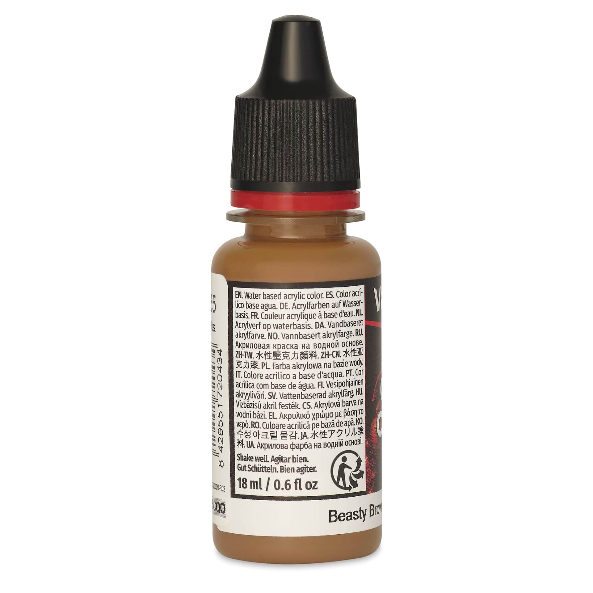Vallejo Game Color Acrylic Paint - Beasty Brown, 18 ml - side
