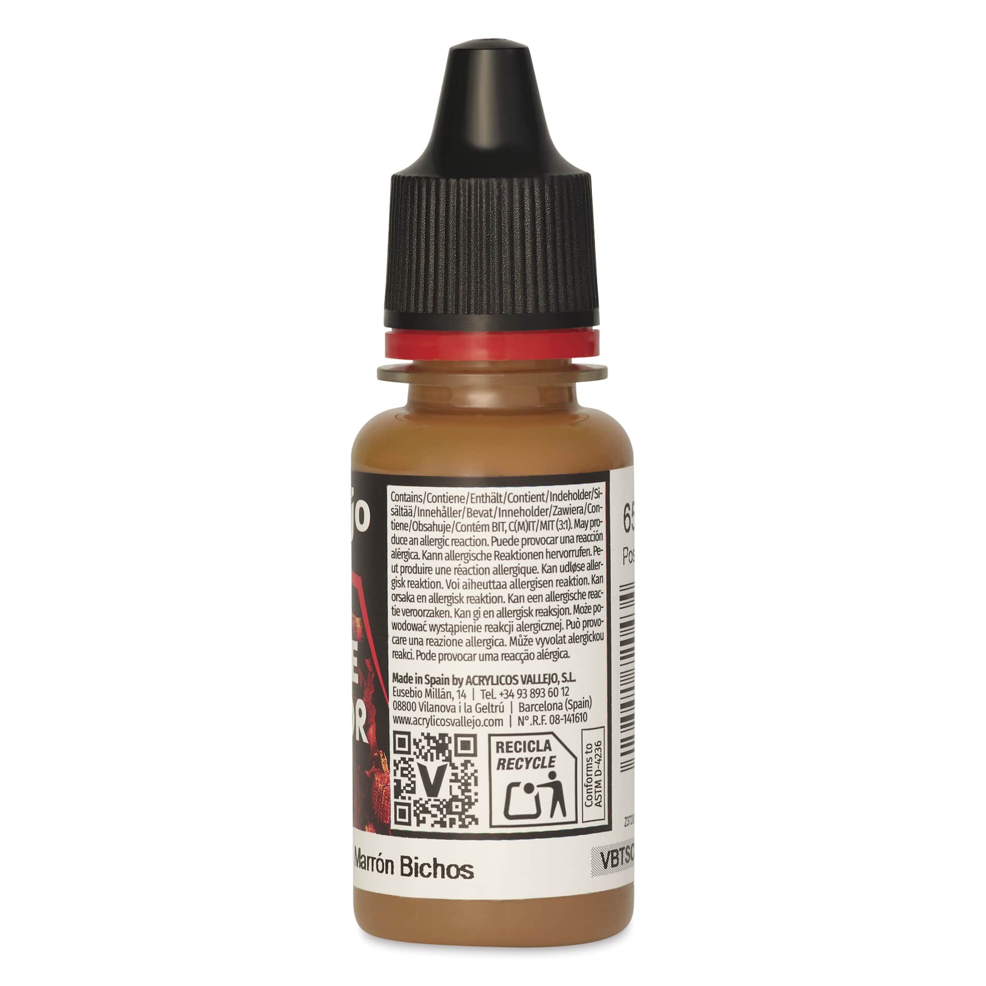 Vallejo Game Color Acrylic Paint - Beasty Brown, 18 ml - back