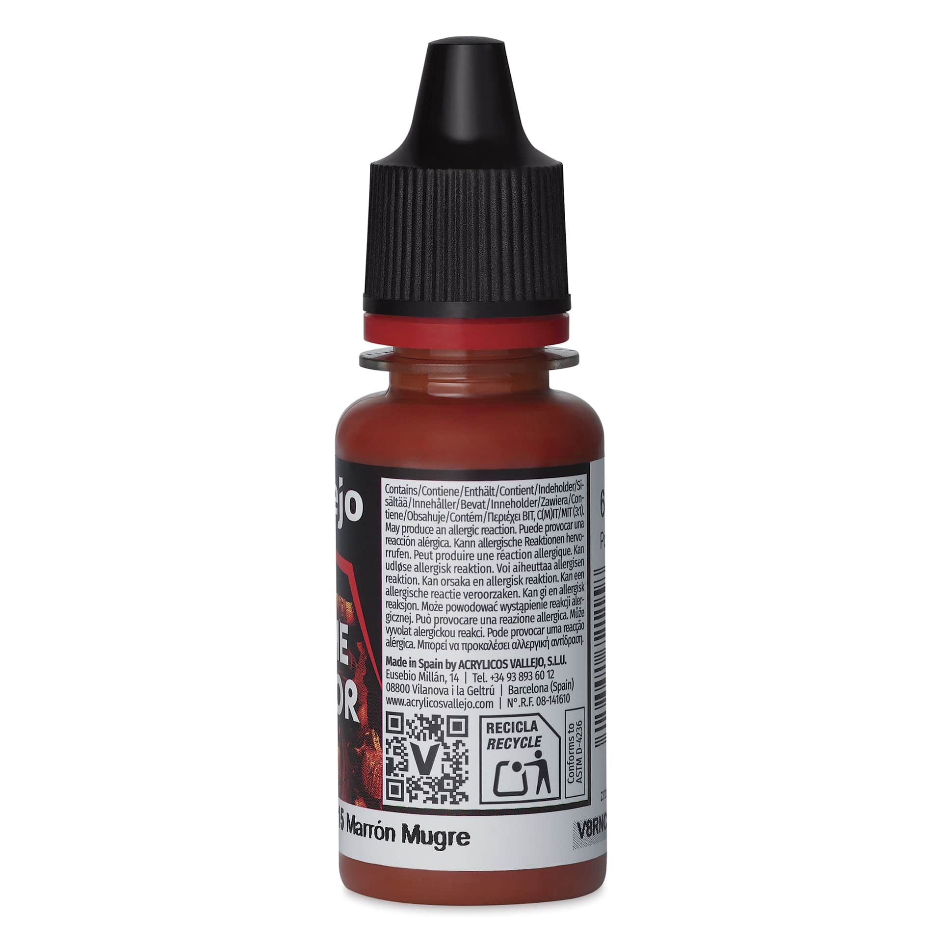 Vallejo Game Color Acrylic Paint - Grunge Brown, 18 ml - back