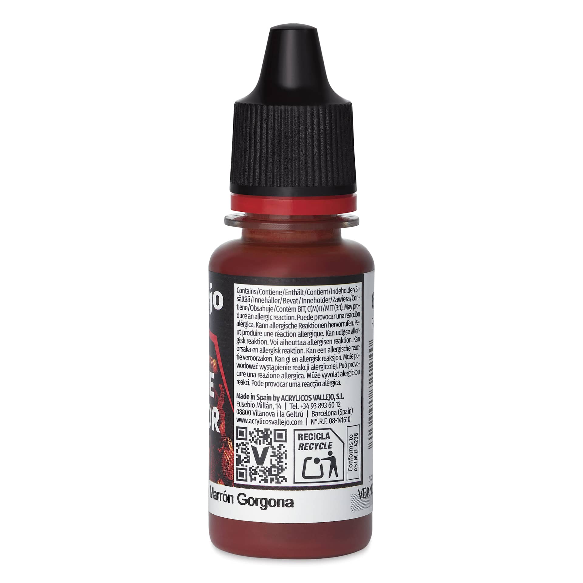 Vallejo Game Color Acrylic Paint - Gorgon Brown, 18 ml - back
