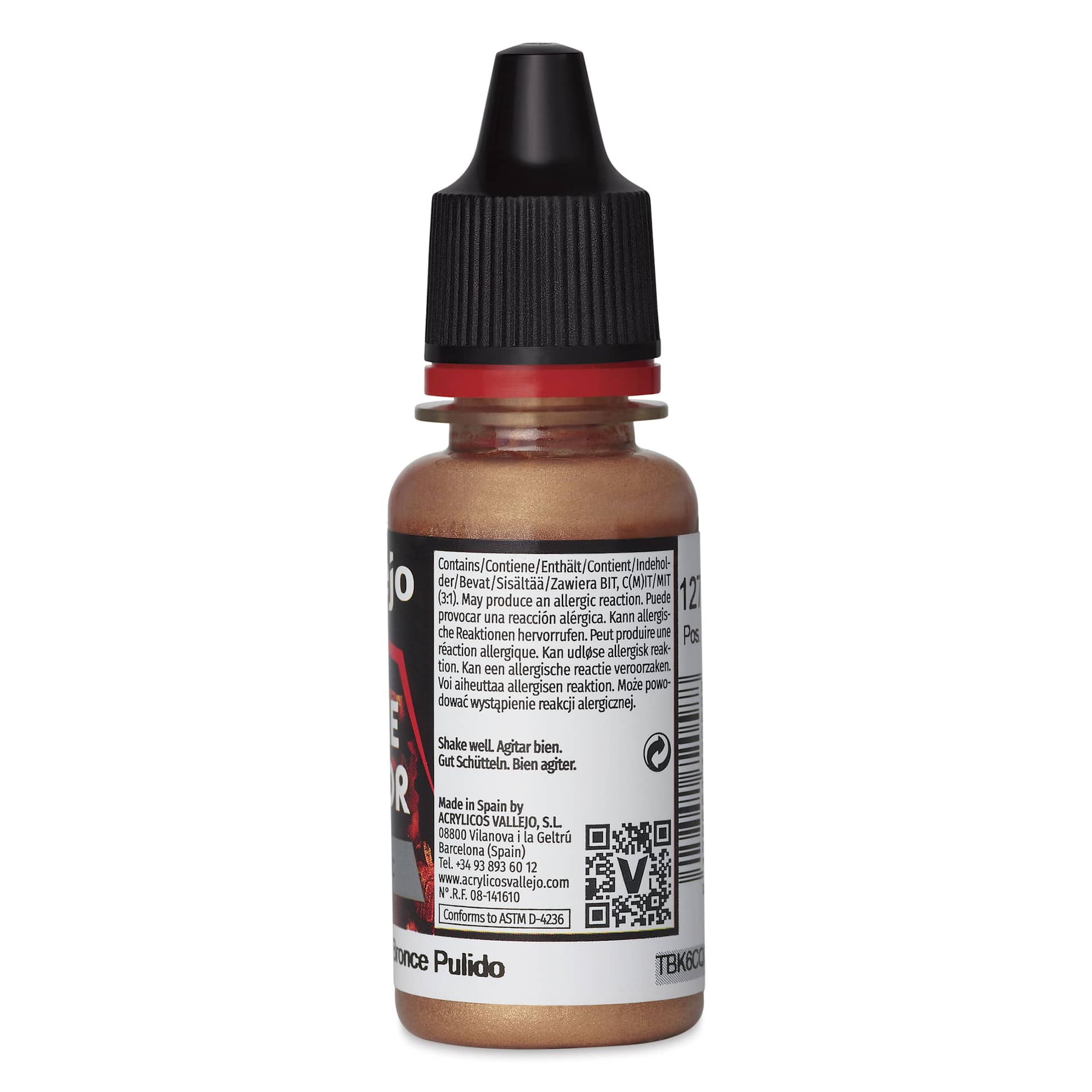 Vallejo Game Color Acrylic Paint - Brassy Brass, 18 ml - back
