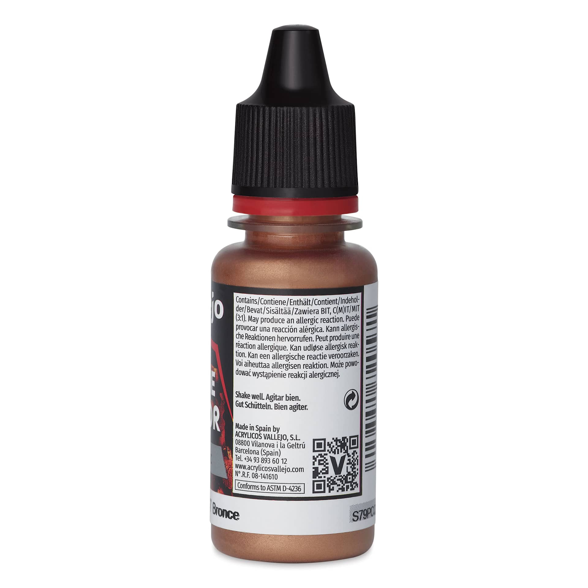 Vallejo Game Color Acrylic Paint - Bright Bronze, 18 ml - back