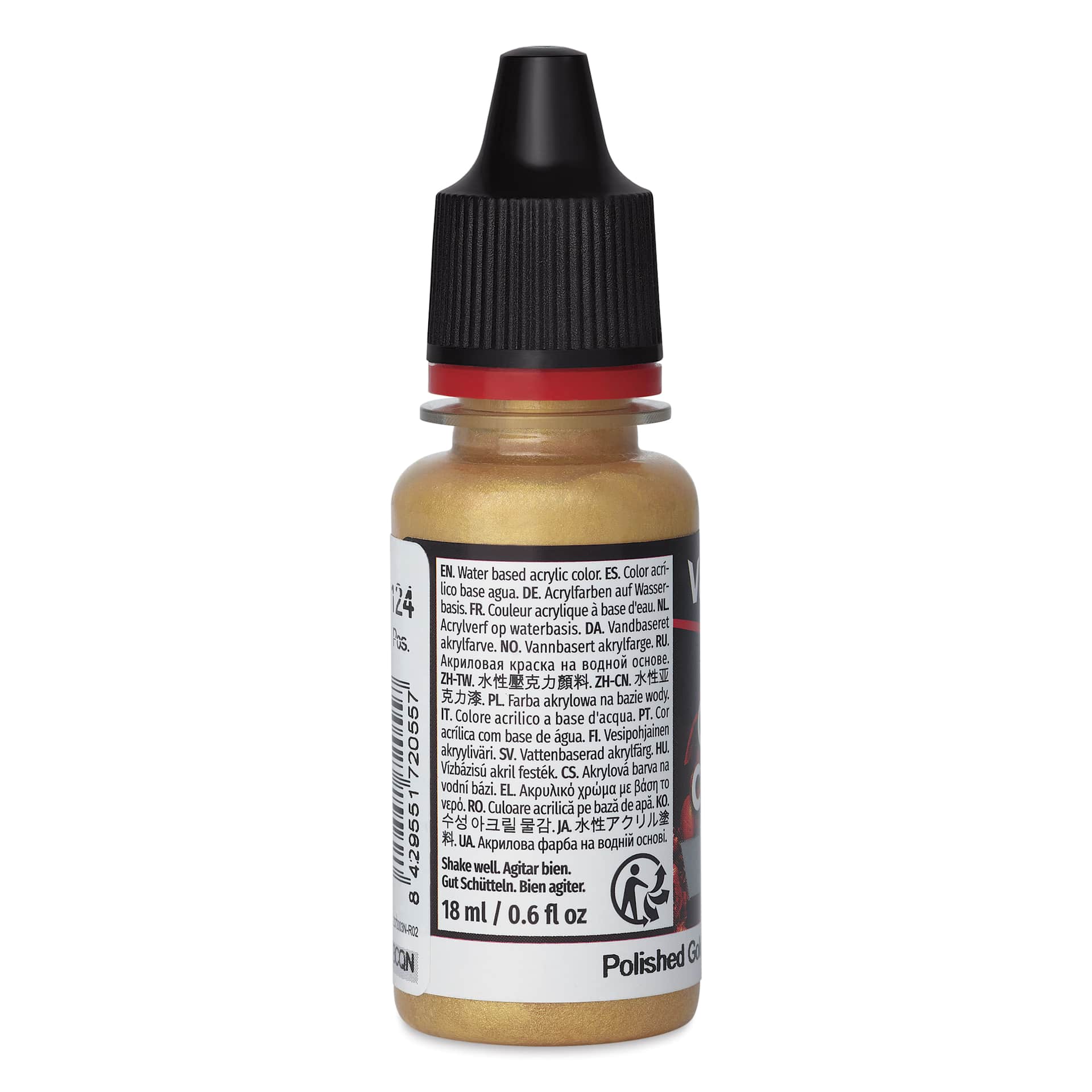 Vallejo Game Color Acrylic Paint - Polished Gold, 18 ml - side