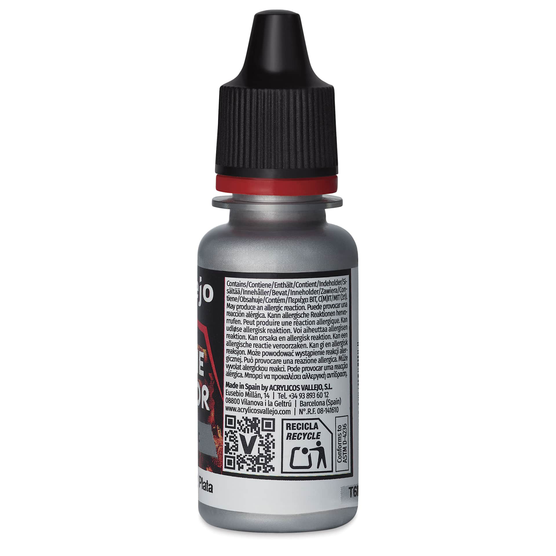 Vallejo Game Color Acrylic Paint - Silver, 18 ml - back
