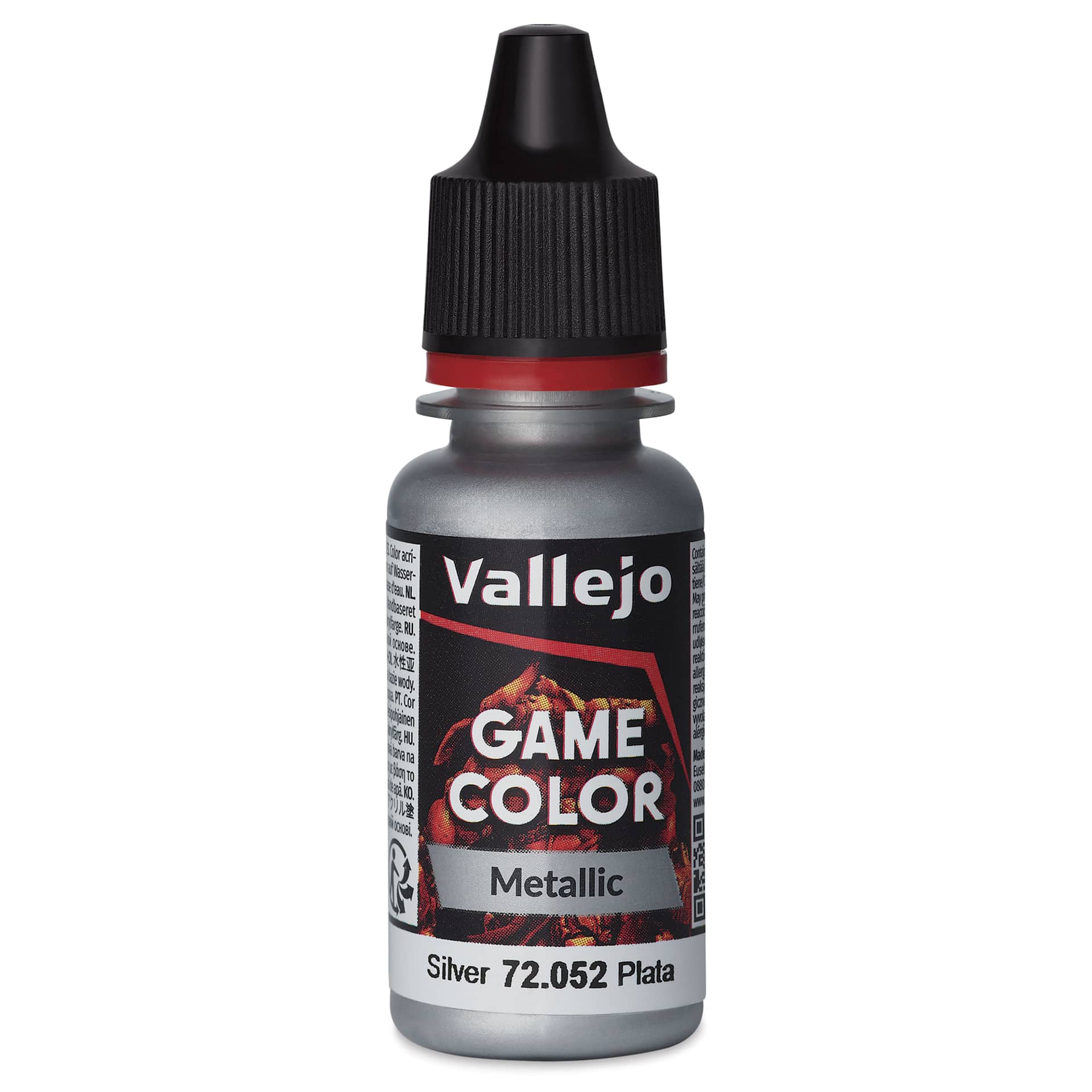 Vallejo Game Color Acrylic Paint - Silver, 18 ml - front