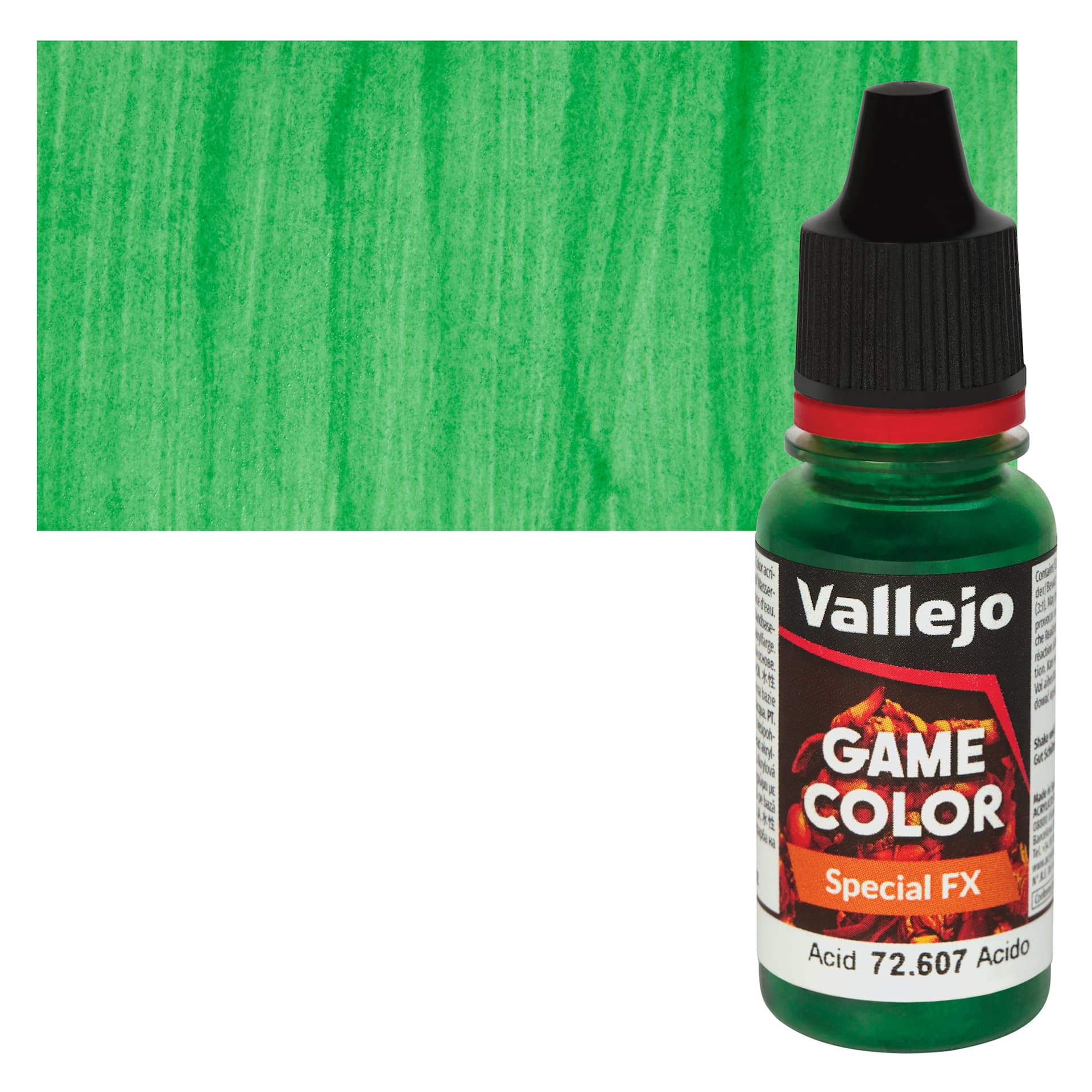 Vallejo Game Color Special FX Acrylic Paint - Acid - Bottle and Swatch