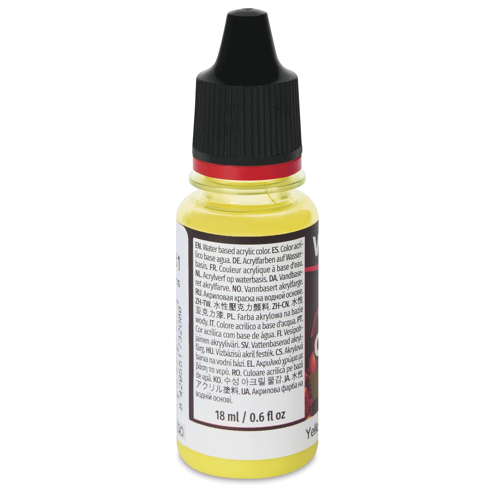 Vallejo Game Color Fluid Acrylic Wash - Yellow, 18 ml - back of bottle