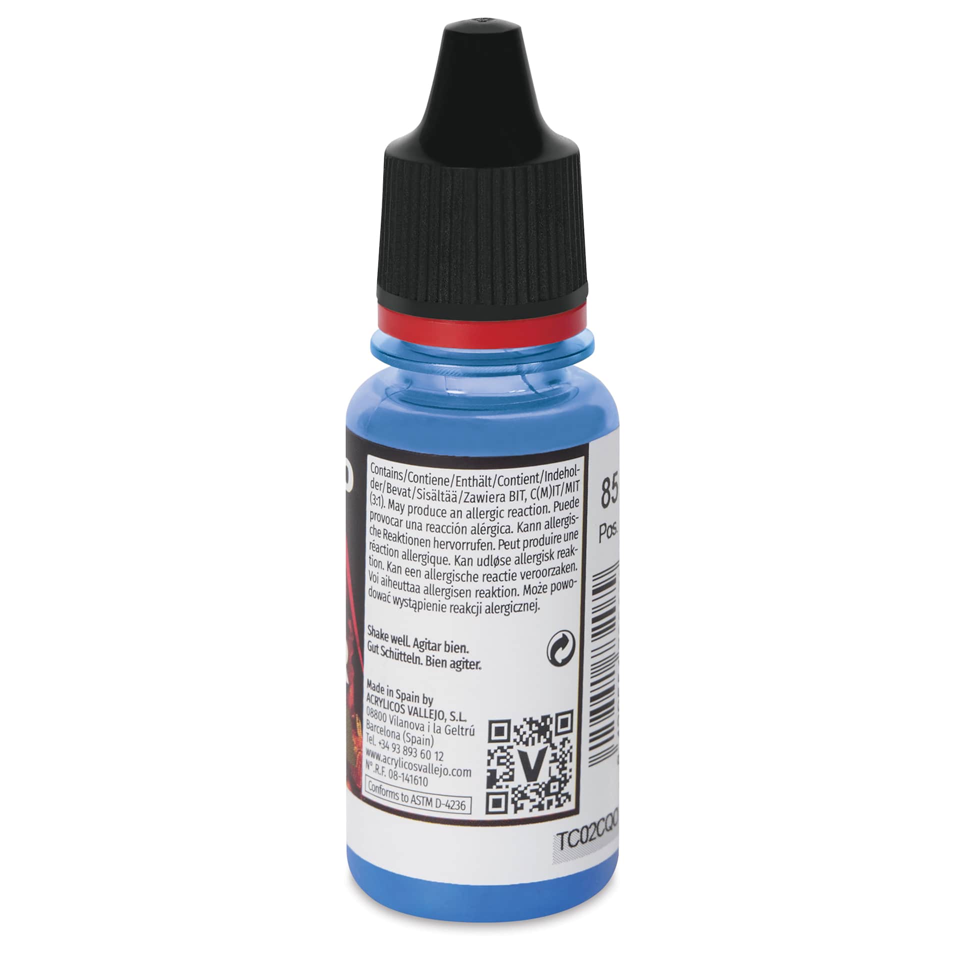 Vallejo Game Color Fluid Acrylic Wash - Blue, 18 ml - side of bottle
