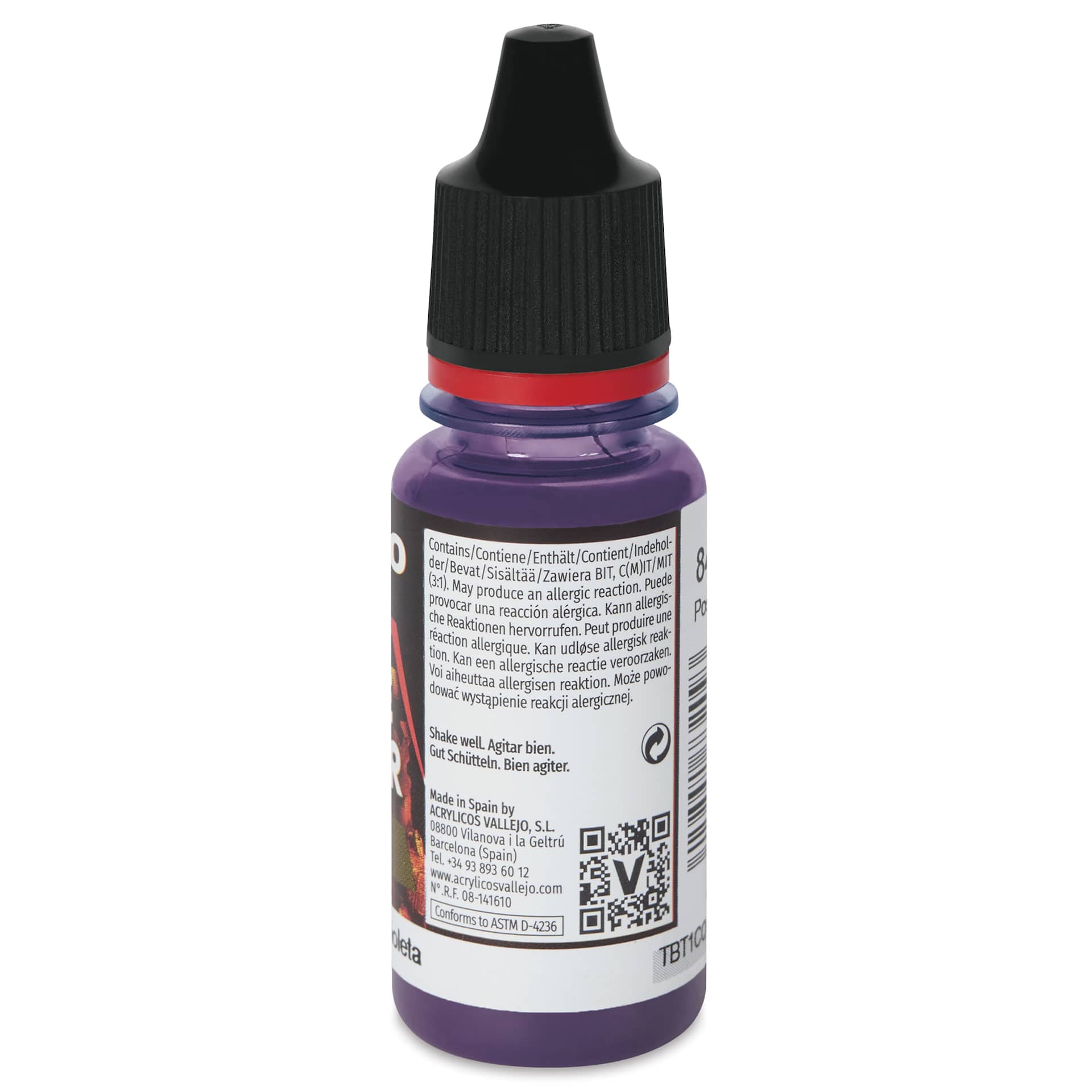 Vallejo Game Color Fluid Acrylic Wash - Violet, 18 ml - side of bottle