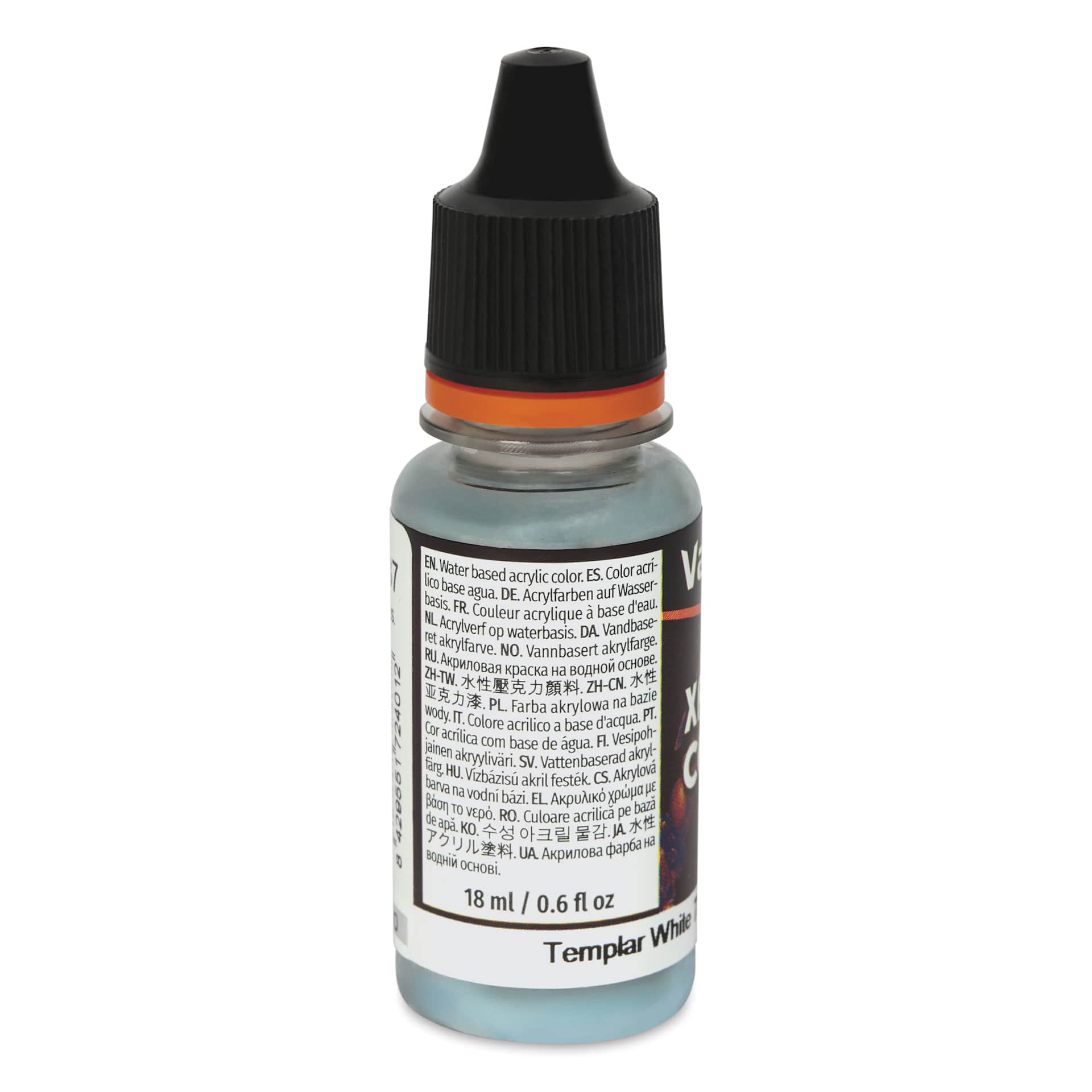 Vallejo Xpress Color Acrylic Paint - Templar White, 18 ml - back of bottle