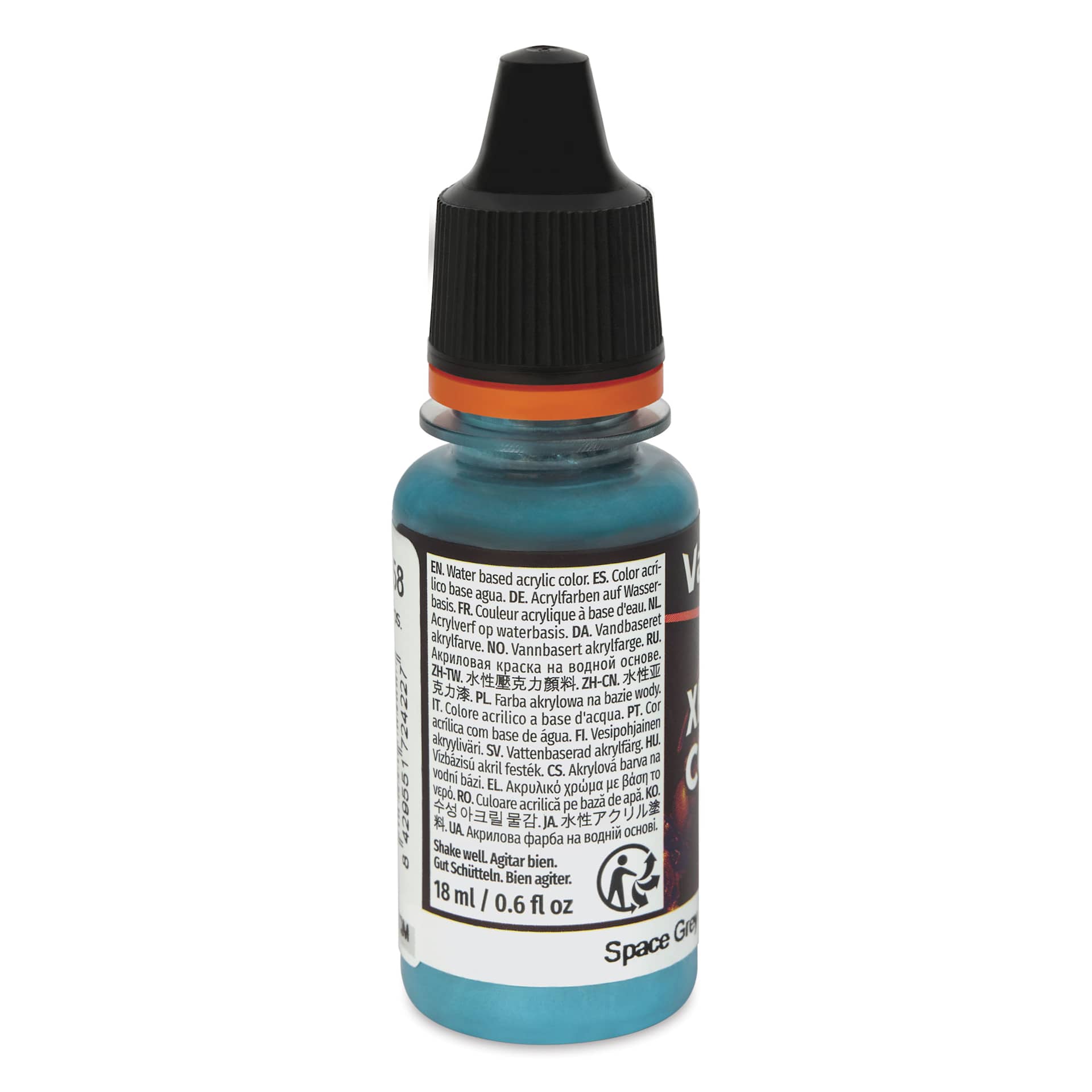 Vallejo Xpress Color Acrylic Paint - Space Grey, 18 ml - back of bottle