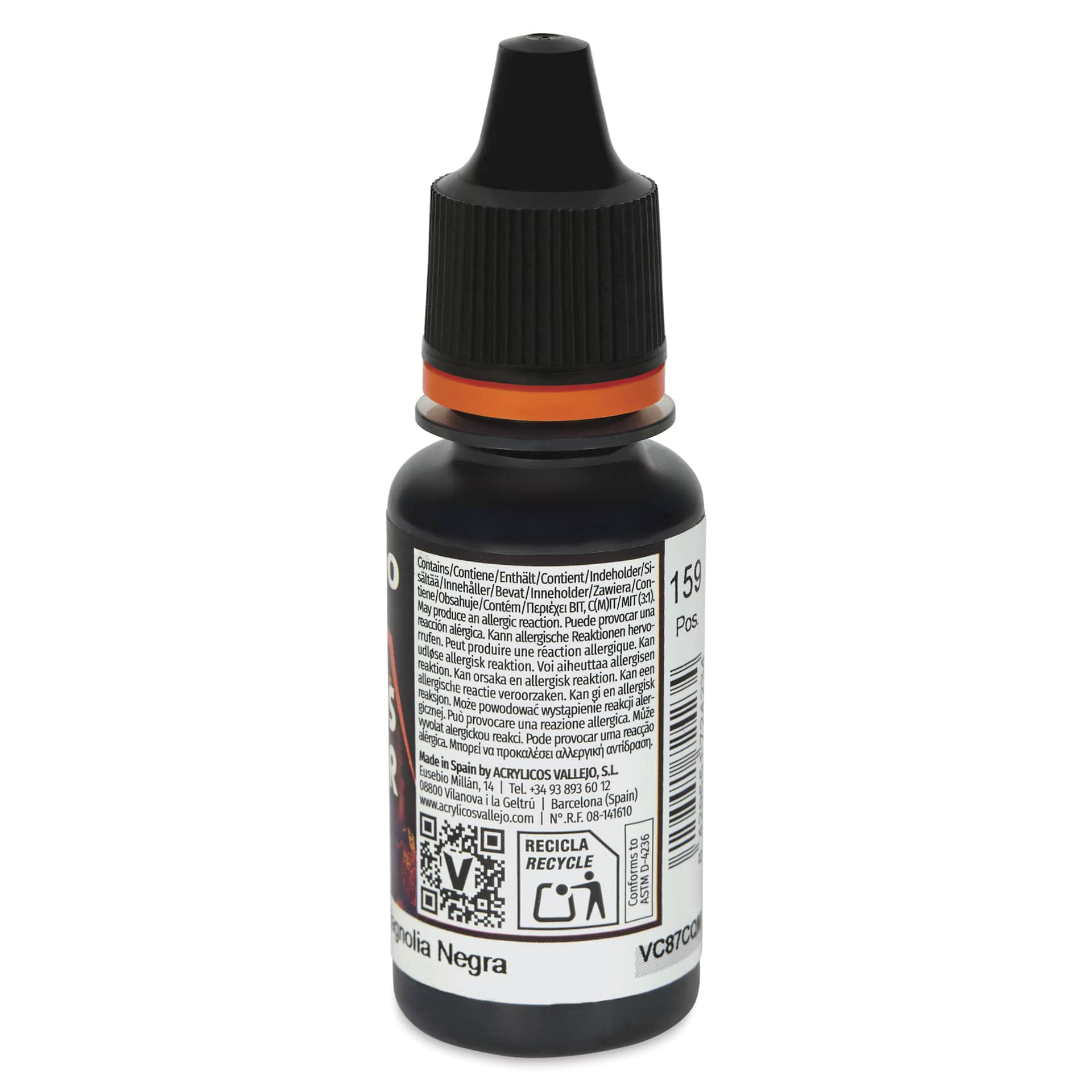 Vallejo Xpress Color Acrylic Paint - Black Lotus, 18 ml - side of bottle