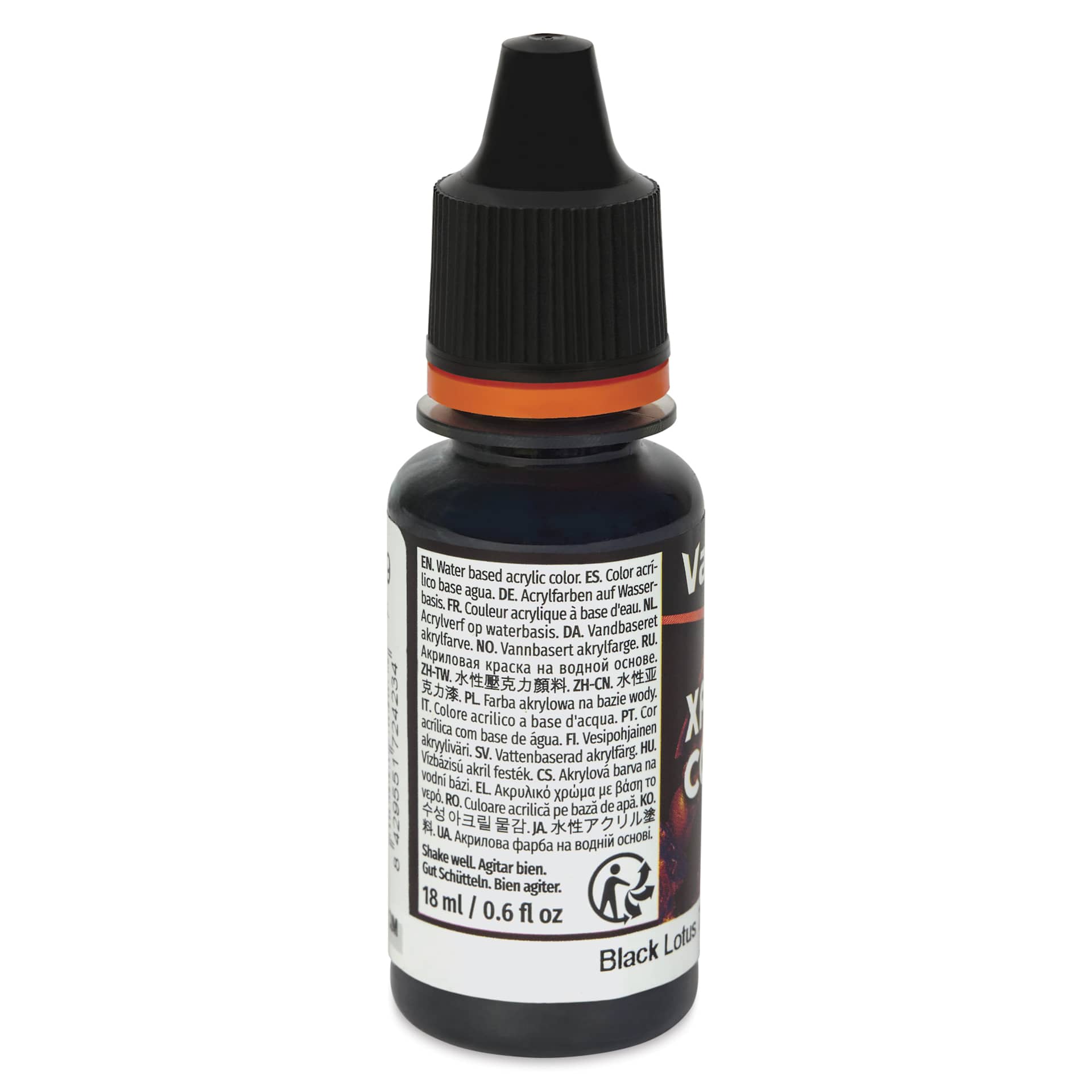 Vallejo Xpress Color Acrylic Paint - Black Lotus, 18 ml - back of bottle