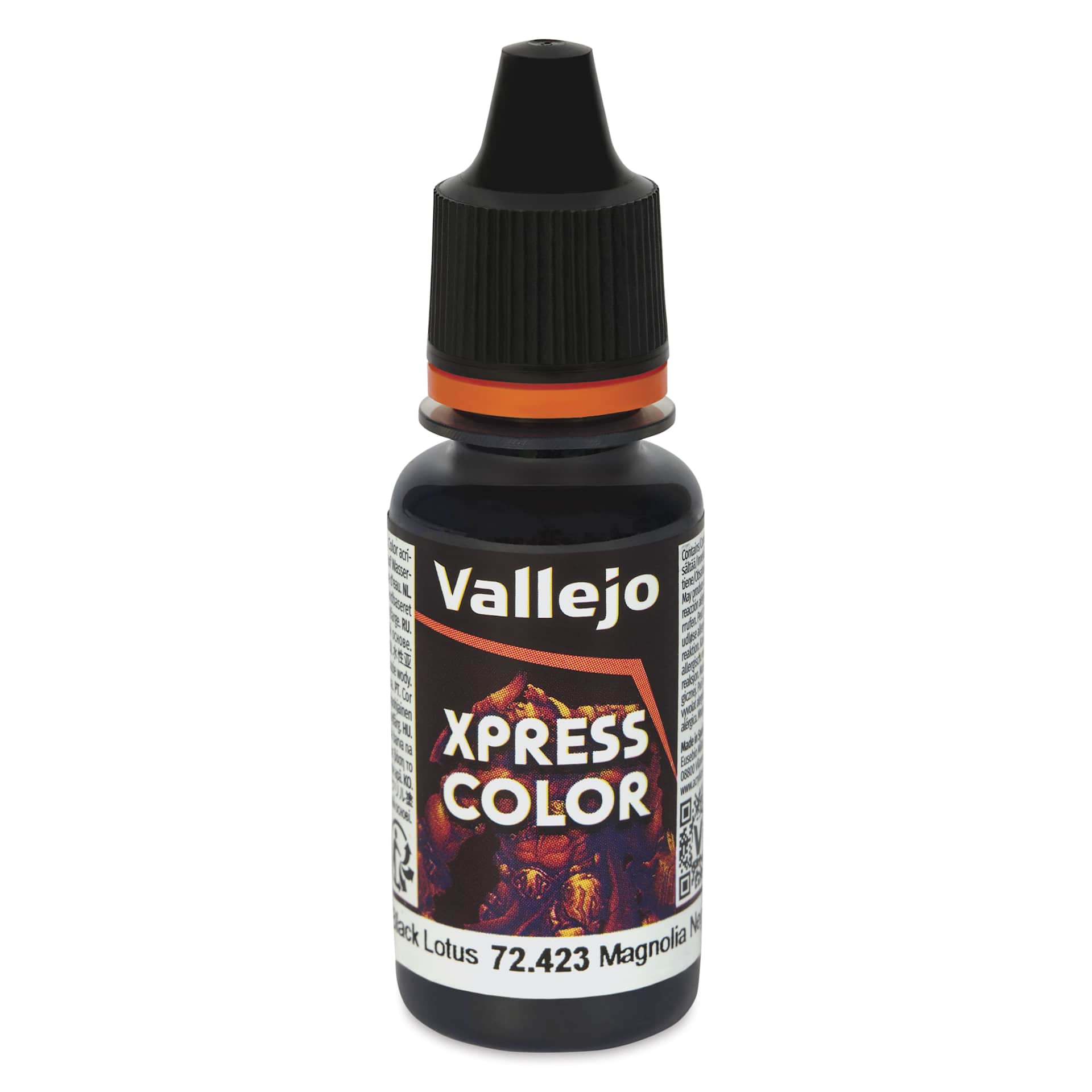 Vallejo Xpress Color Acrylic Paint - Black Lotus, 18 ml - front of bottle