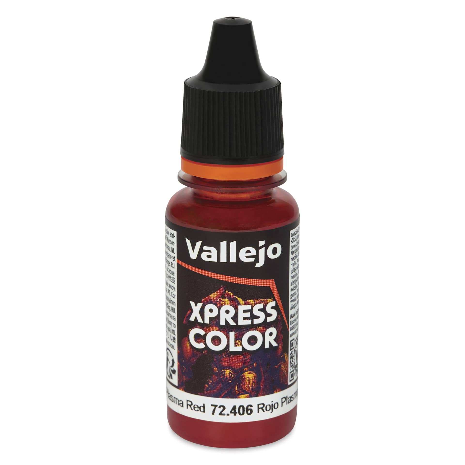 Vallejo Xpress Color Acrylic Paint - Plasma Red, 18 ml - front of bottle