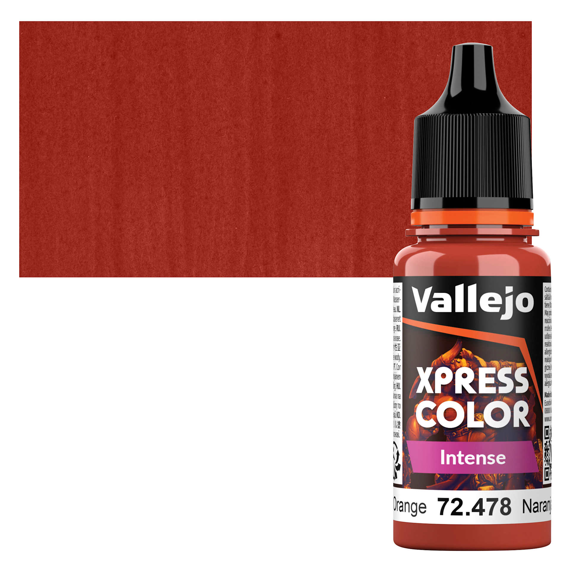 Vallejo Xpress Color Acrylic Paint - Phoenix Orange, 18 ml bottle and swatch